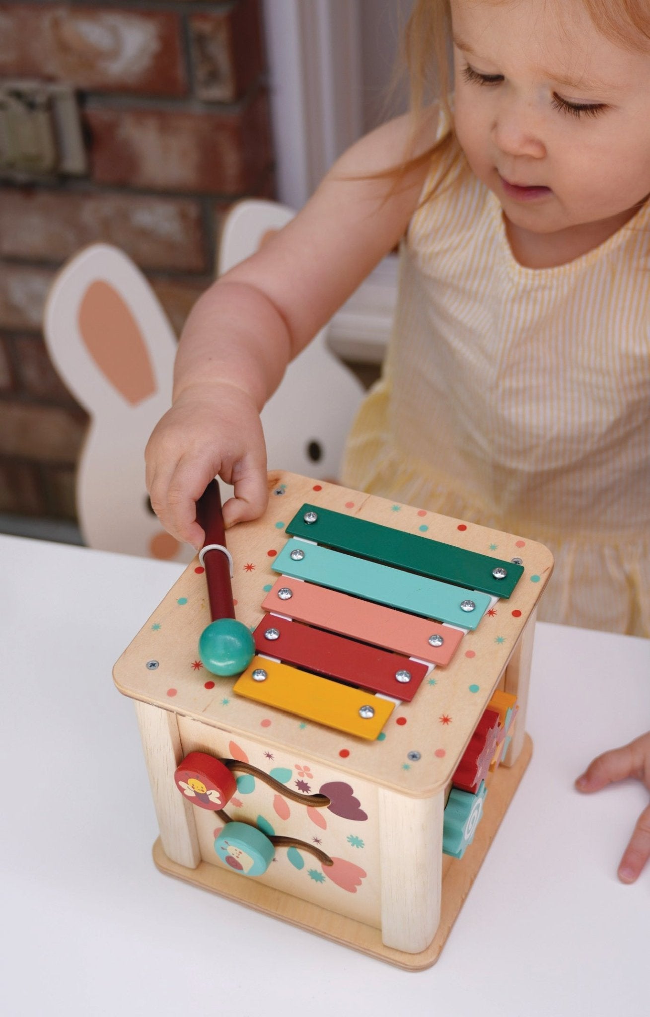 Toddler Activity Cube - Mentari - Sustainable Wooden Toys Made in Indonesia - Eco - Friendly Play