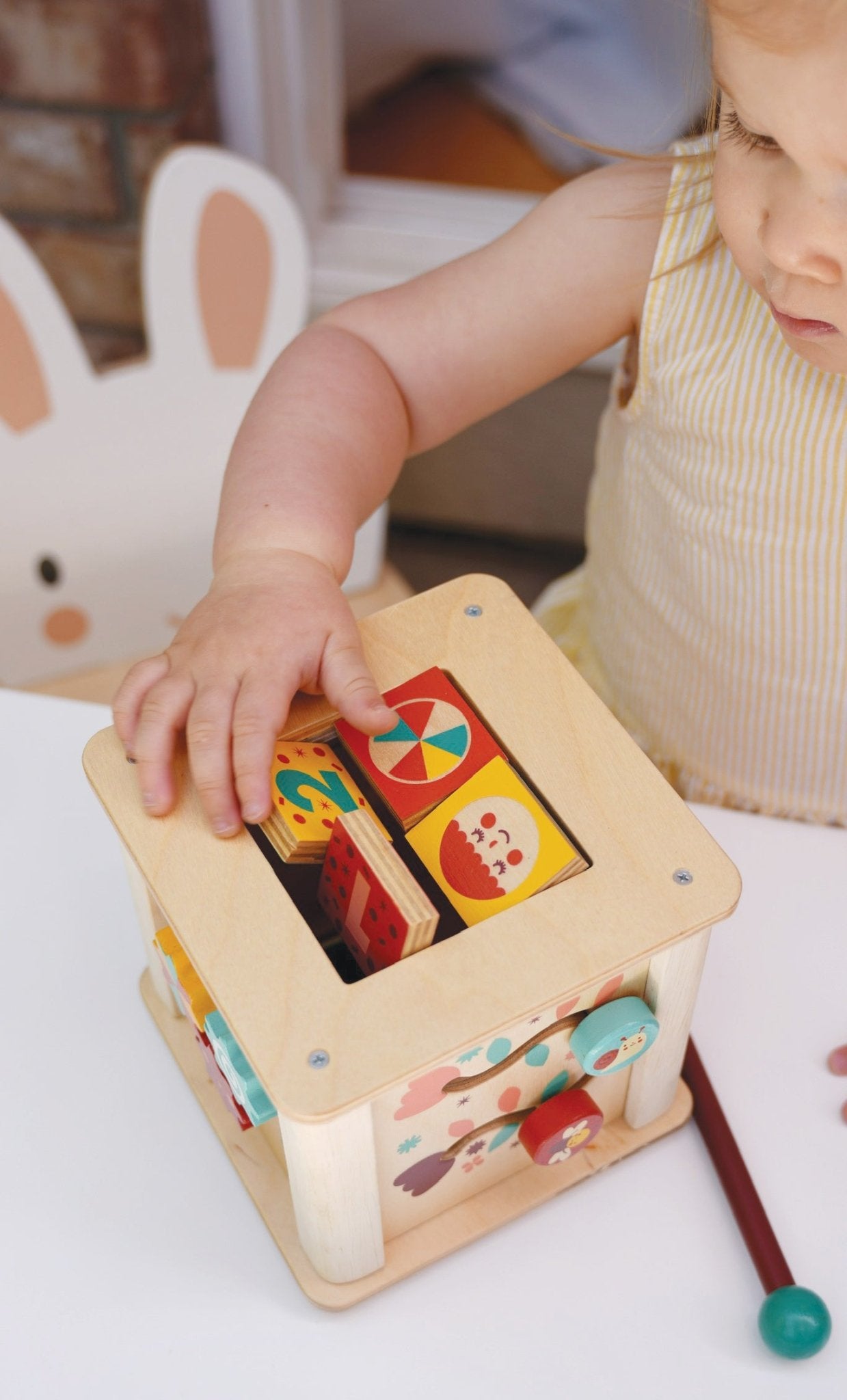 Toddler Activity Cube - Mentari - Sustainable Wooden Toys Made in Indonesia - Eco - Friendly Play