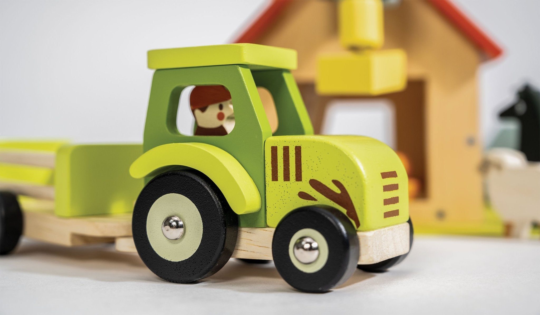 Tractor and Trailer - Mentari - Sustainable Wooden Toys Made in Indonesia - Eco - Friendly Play