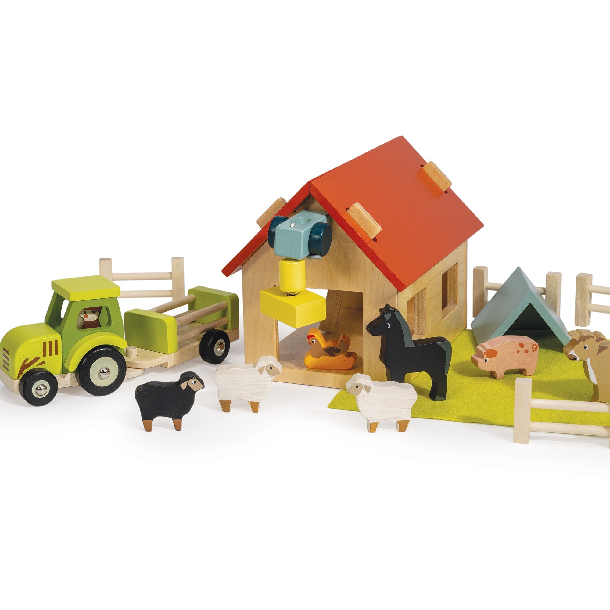 Tractor and Trailer - Mentari - Sustainable Wooden Toys Made in Indonesia - Eco - Friendly Play