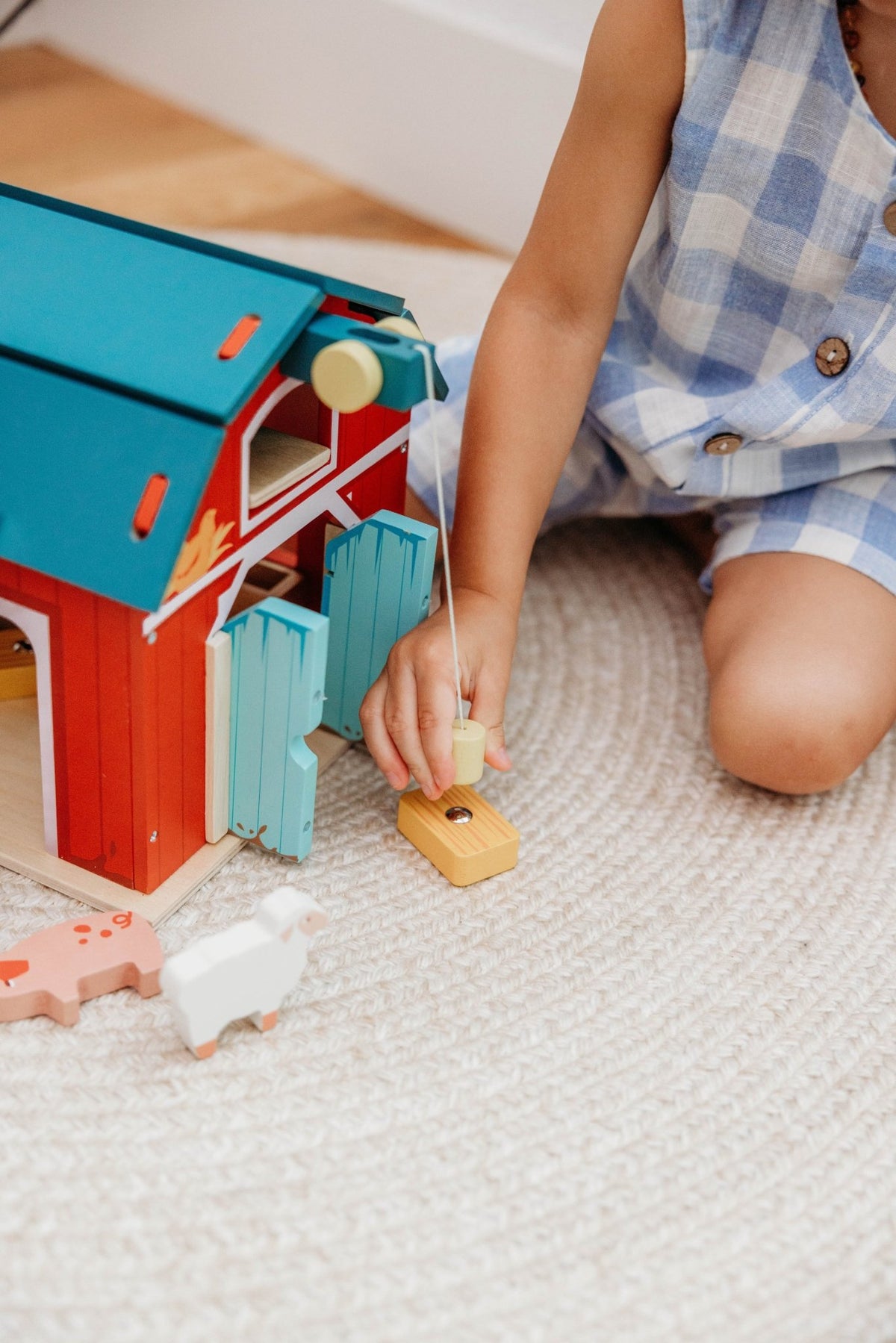 Wooden Big Red Barn Playset - Mentari - Sustainable Wooden Toys Made in Indonesia - Eco-Friendly Play