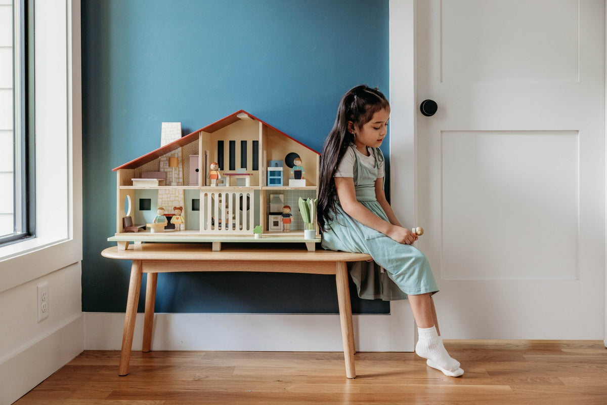 Wooden Cedar Chalet Modernist Dollhouse - Mentari - Sustainable Wooden Toys Made in Indonesia - Eco-Friendly Play