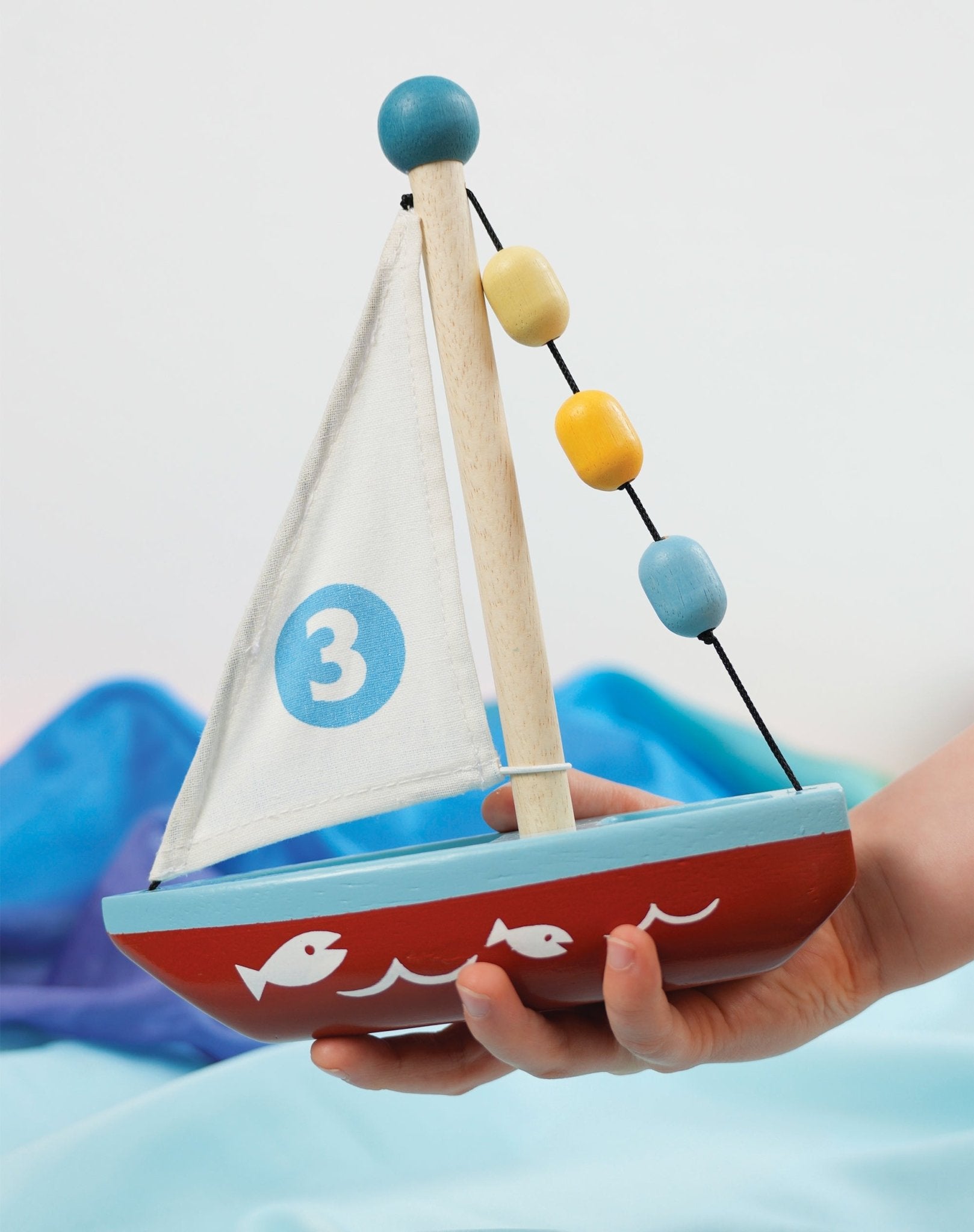 Wooden Sailing Boat - Mentari - Sustainable Wooden Toys Made in Indonesia - Eco - Friendly Play