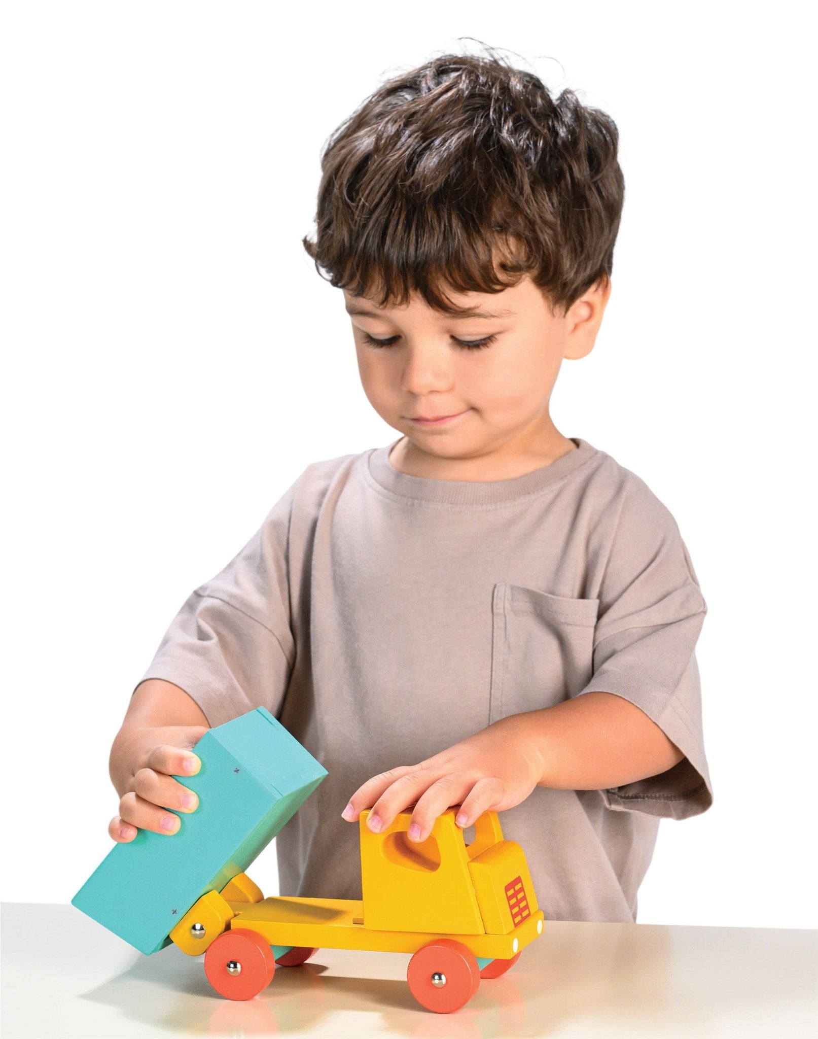 Yellow Lorry - Mentari - Sustainable Wooden Toys Made in Indonesia - Eco - Friendly Play