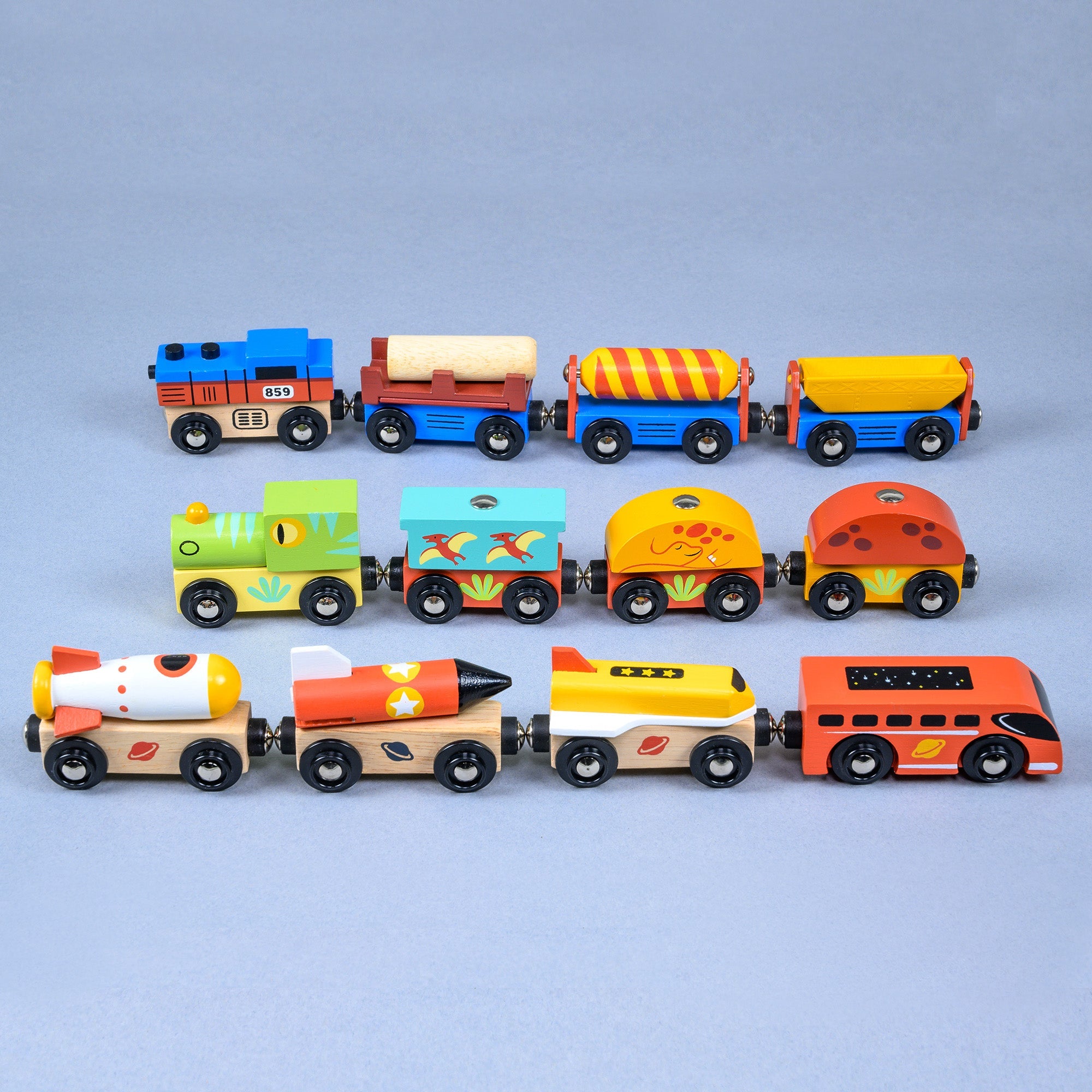 Adventure Trains Bundle - Mentari - Sustainable Wooden Toys Made in Indonesia - Eco-Friendly Play