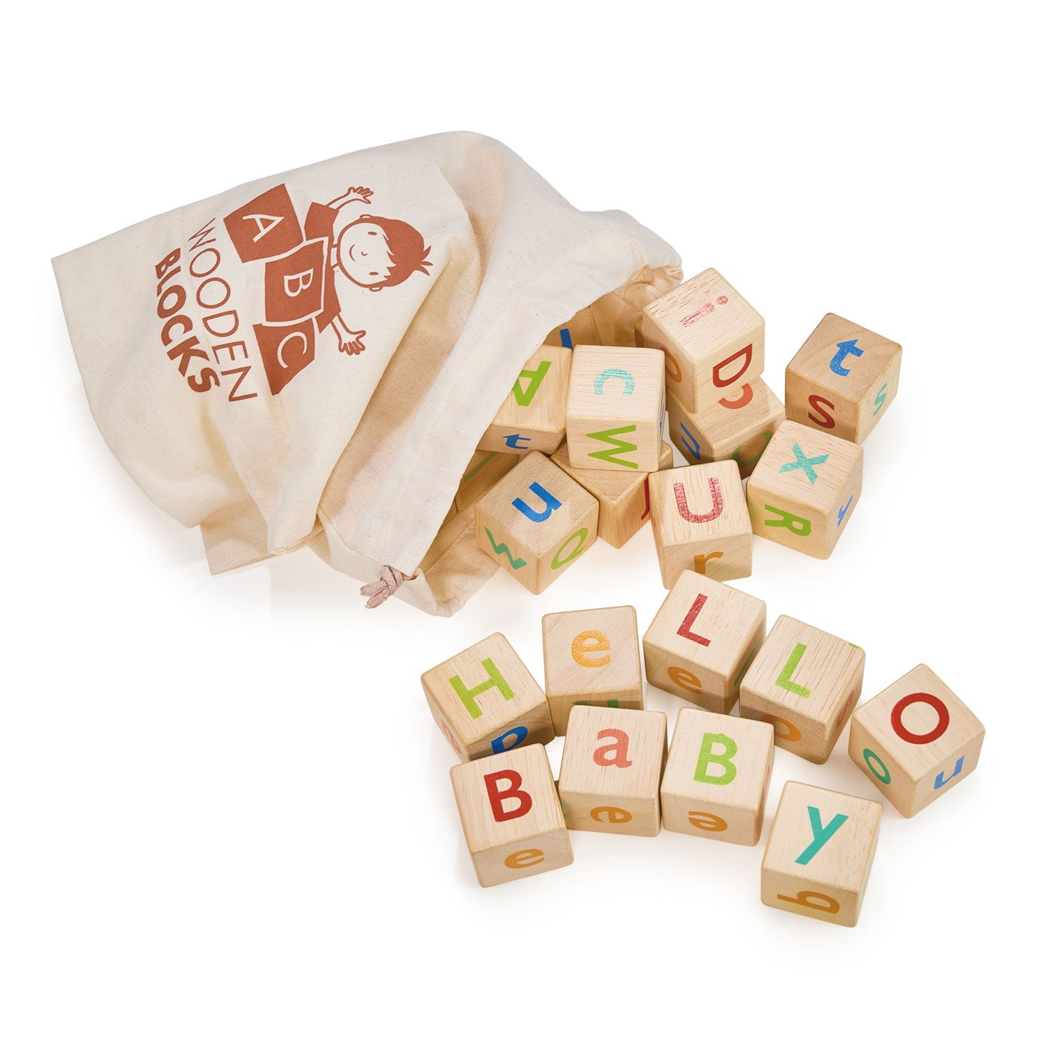 Alphabet Spelling Blocks - Mentari - Sustainable Wooden Toys Made in Indonesia - Eco-Friendly Play