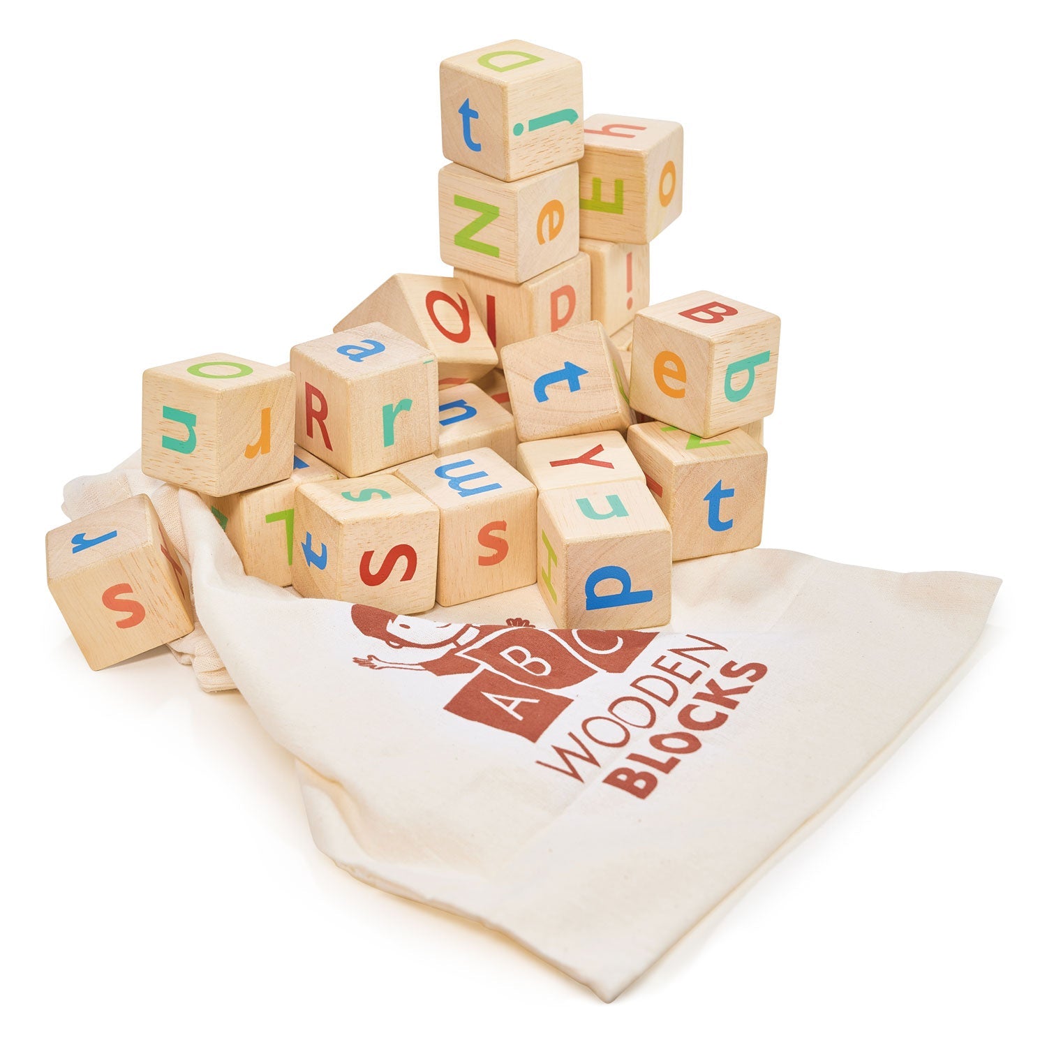 Alphabet Spelling Blocks - Mentari - Sustainable Wooden Toys Made in Indonesia - Eco-Friendly Play