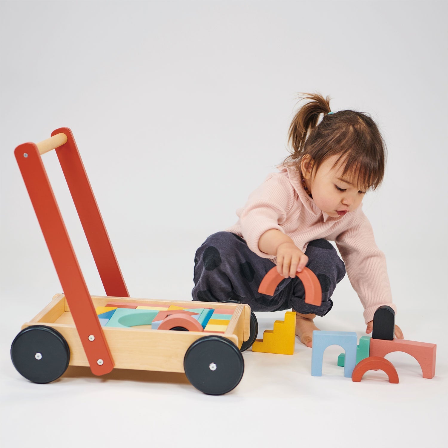 Bambino Block Trolley - Mentari - Sustainable Wooden Toys Made in Indonesia - Eco-Friendly Play