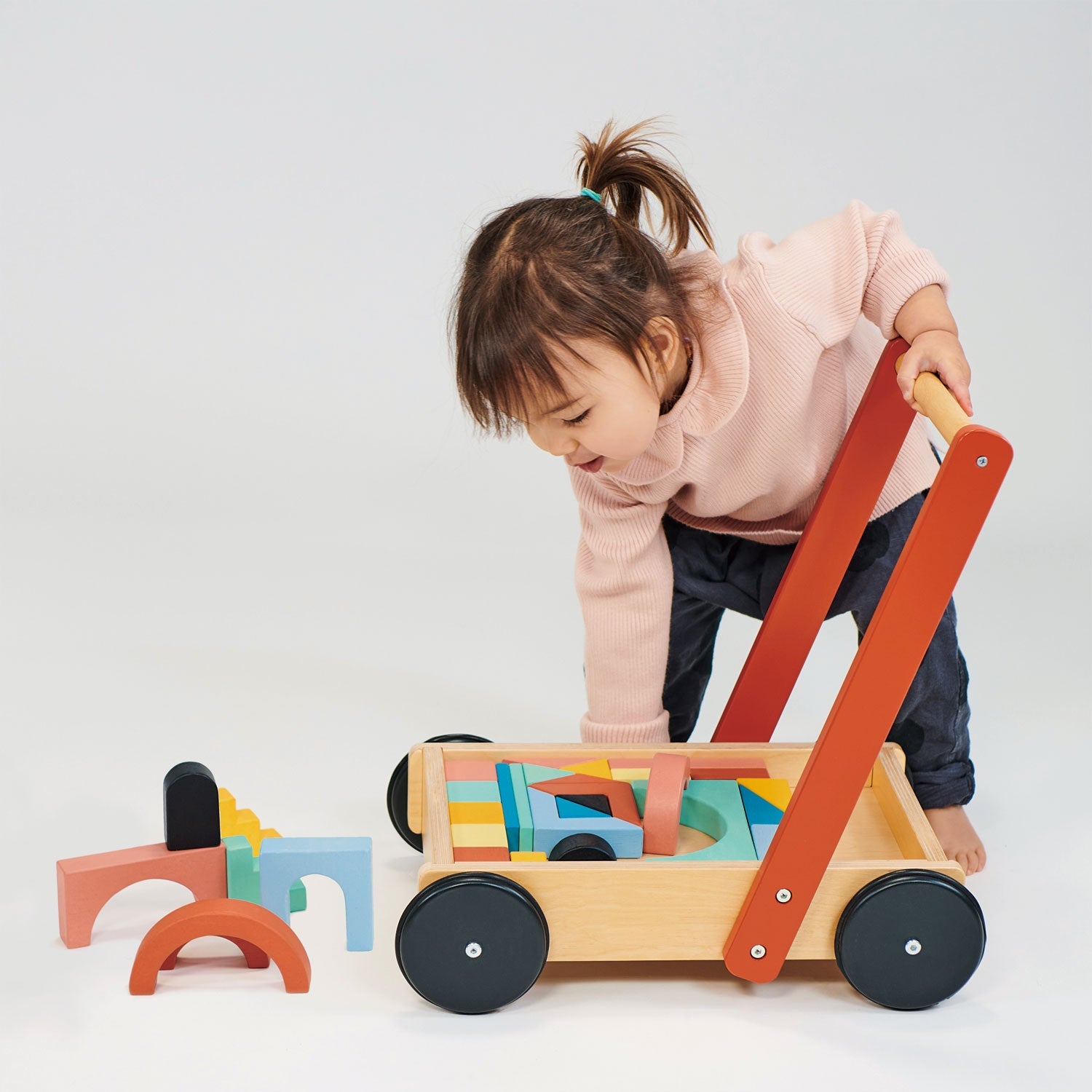 Bambino Block Trolley - Mentari - Sustainable Wooden Toys Made in Indonesia - Eco-Friendly Play