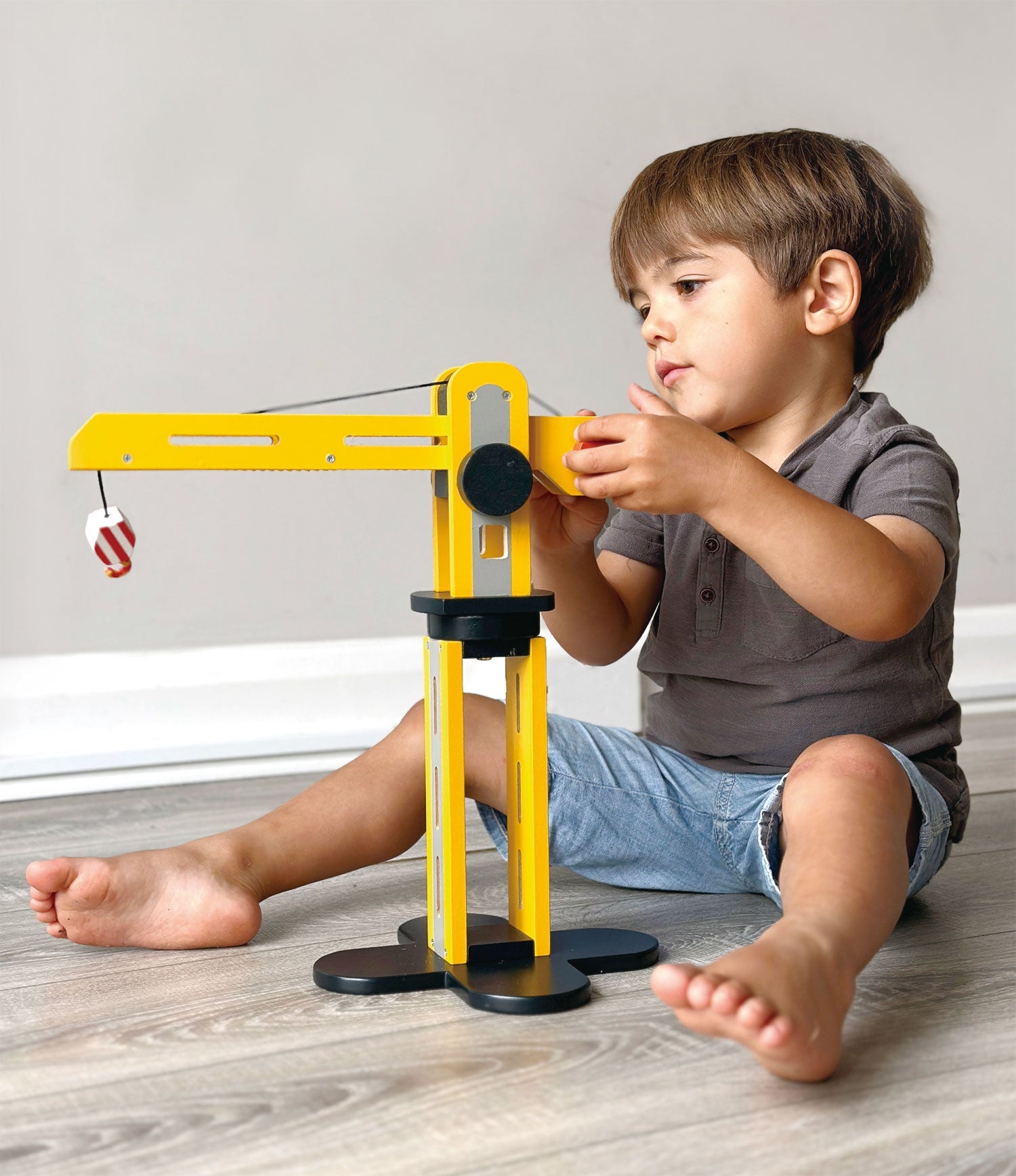 Big Yellow Crane - Mentari - Sustainable Wooden Toys Made in Indonesia - Eco-Friendly Play