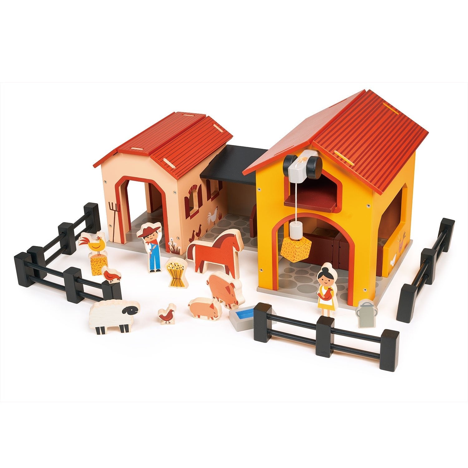 Barnyard Play Set Wooden Toy Farm Barn Play Set 3+ | Mentari