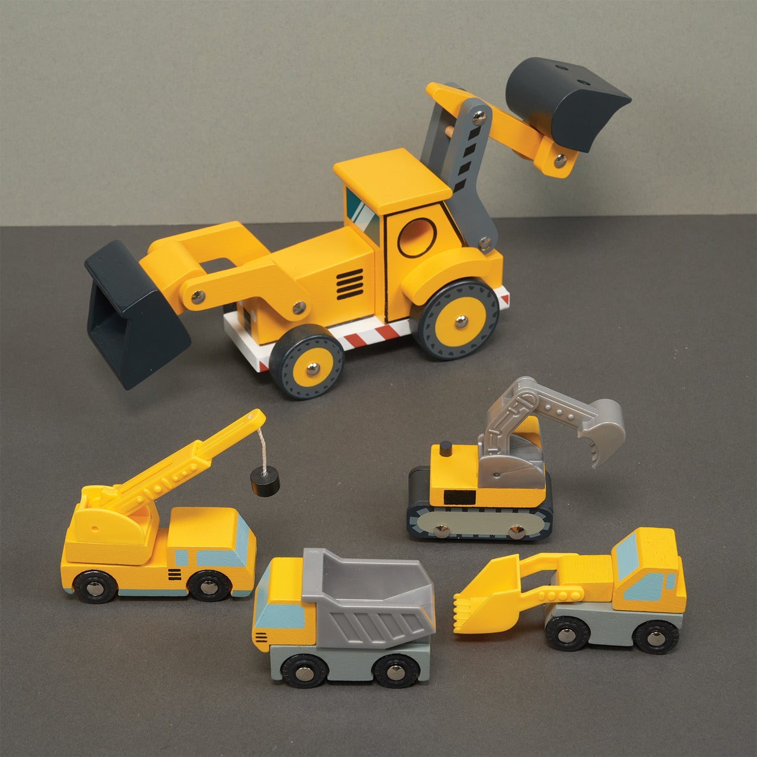 Construction Vehicles Bundle - Mentari - Sustainable Wooden Toys Made in Indonesia - Eco-Friendly Play