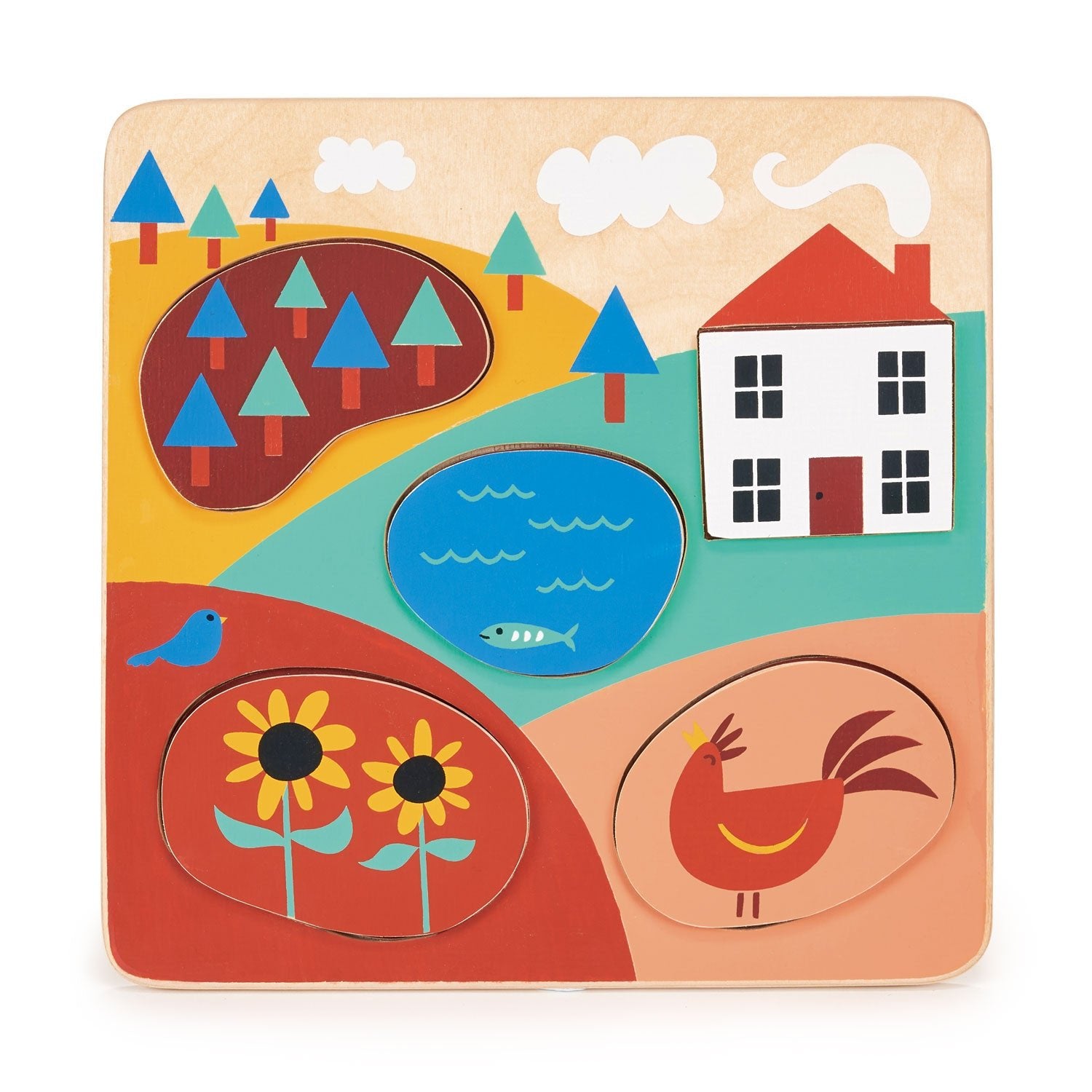 Countryside Puzzle - Mentari - Sustainable Wooden Toys Made in Indonesia - Eco-Friendly Play