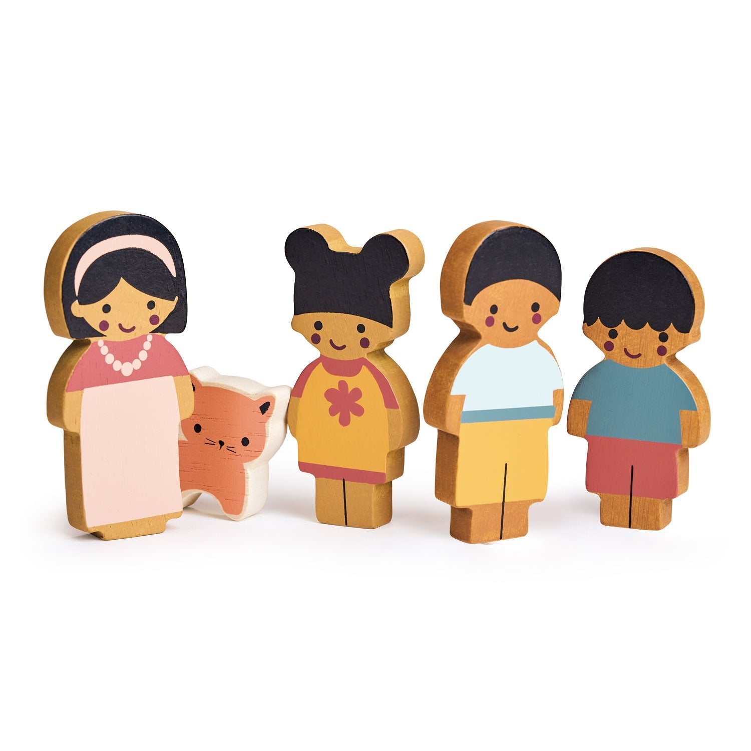 Doll Family with Cat - Mentari - Sustainable Wooden Toys Made in Indonesia - Eco-Friendly Play