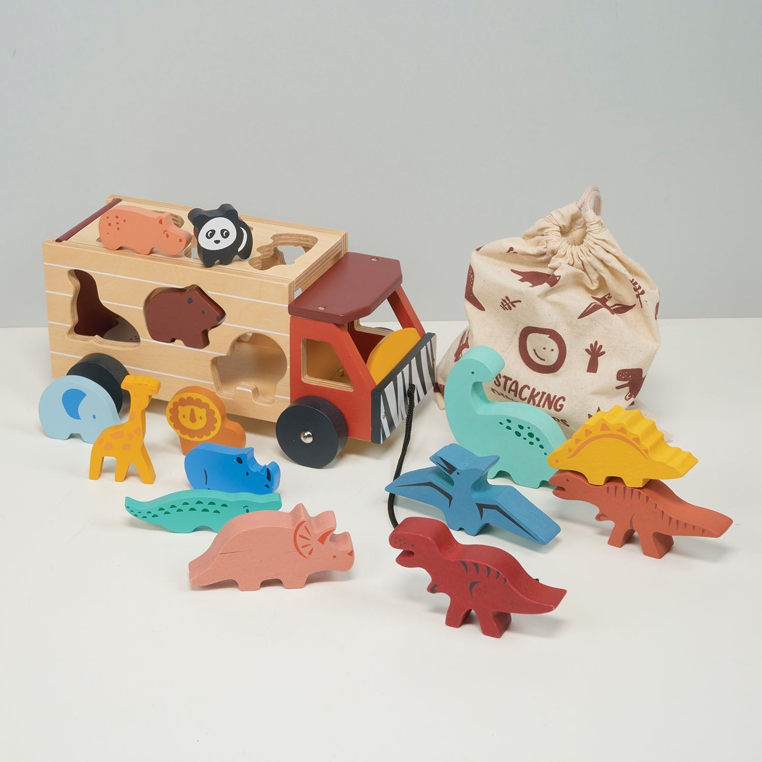 Explorer's Sorting and Stacking Bundle - Mentari - Sustainable Wooden Toys Made in Indonesia - Eco-Friendly Play