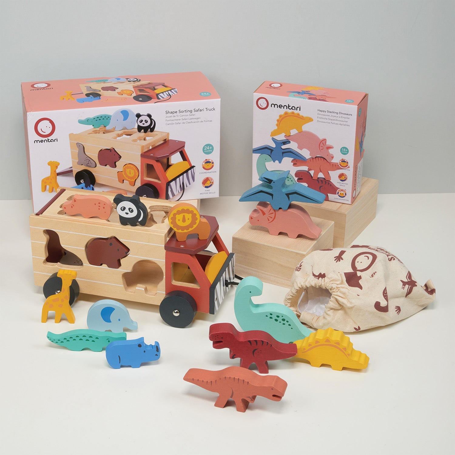 Explorer's Sorting and Stacking Bundle - Mentari - Sustainable Wooden Toys Made in Indonesia - Eco-Friendly Play