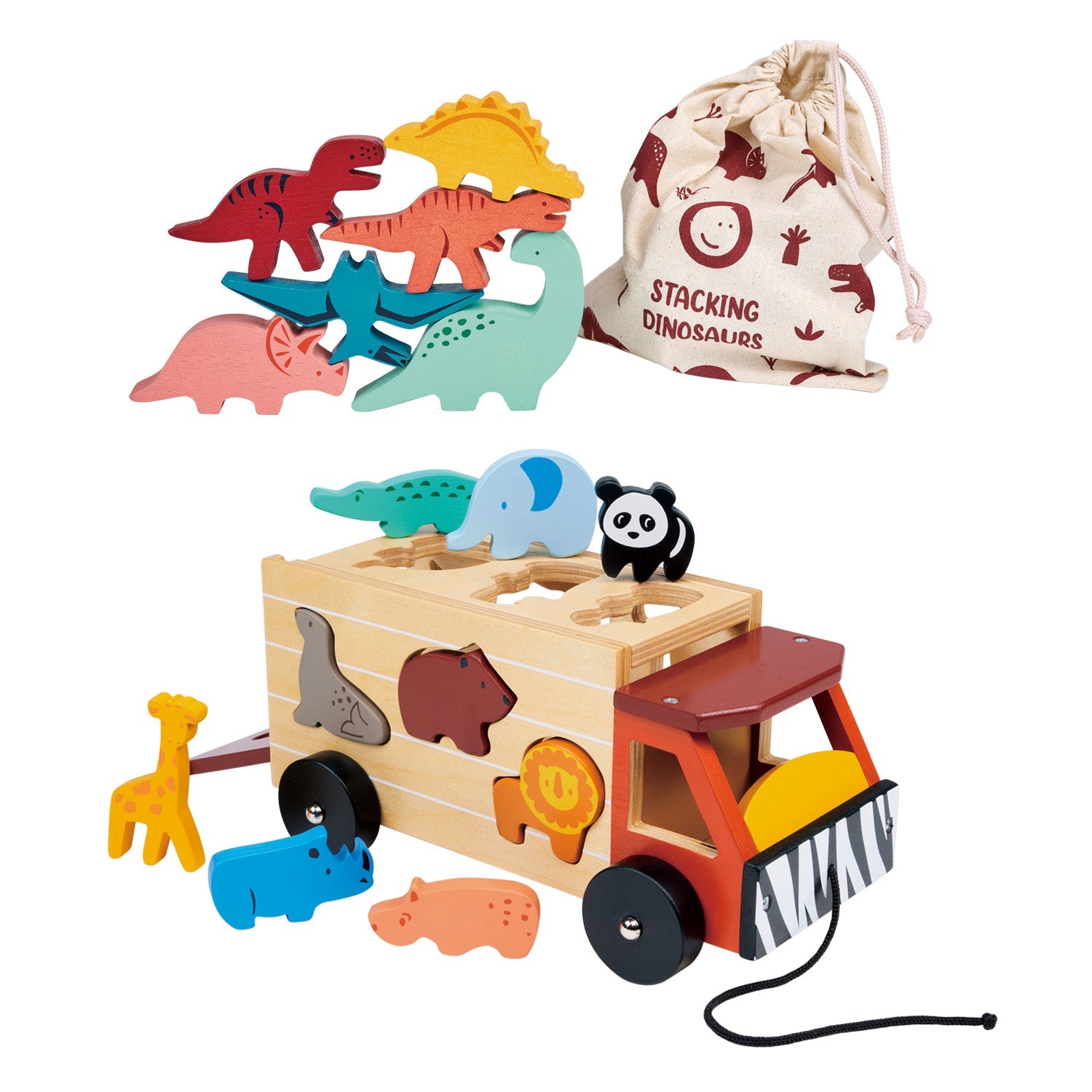 Explorer's Sorting and Stacking Bundle - Mentari - Sustainable Wooden Toys Made in Indonesia - Eco-Friendly Play