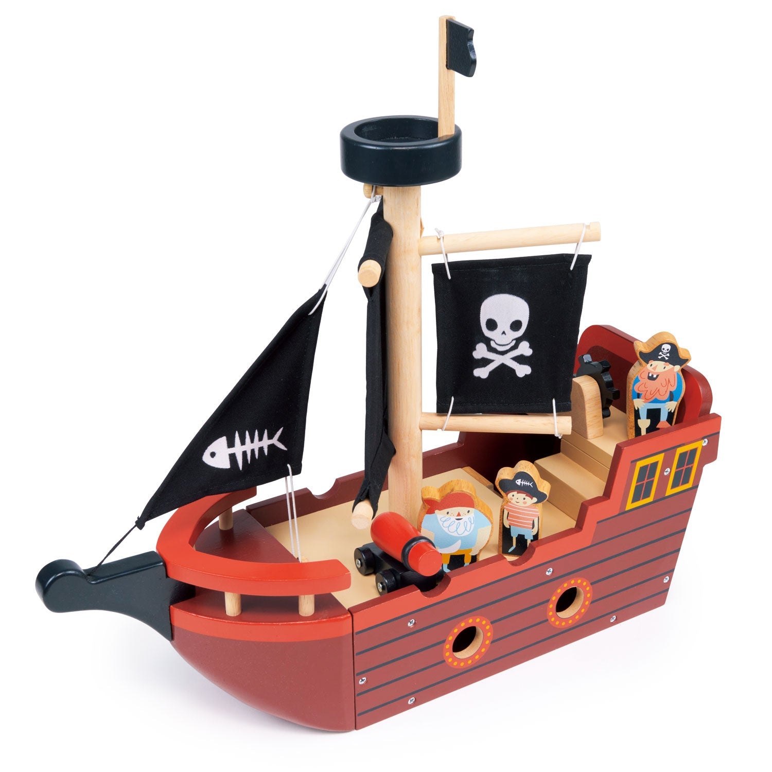 Fishbones Pirate Ship - Mentari - Sustainable Wooden Toys Made in Indonesia - Eco-Friendly Play