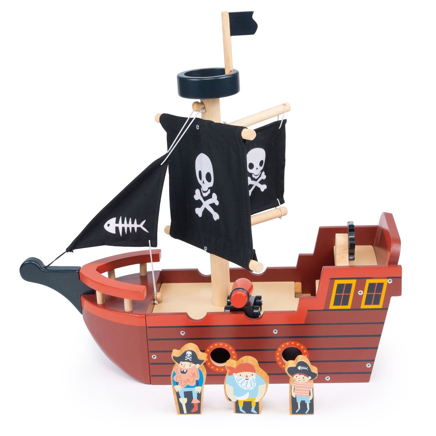 Fishbones Pirate Ship - Mentari - Sustainable Wooden Toys Made in Indonesia - Eco-Friendly Play