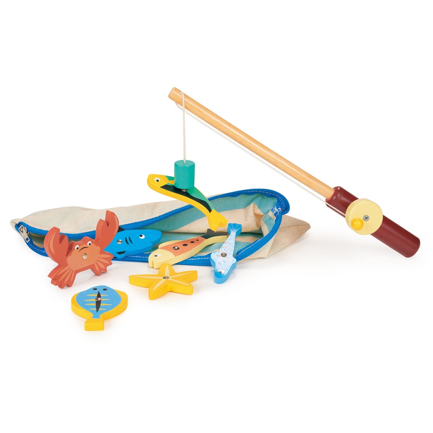 cheap magnetic kids fishing poles Catch & Count Game in a tub Wooden Magnetic Fishing Game for