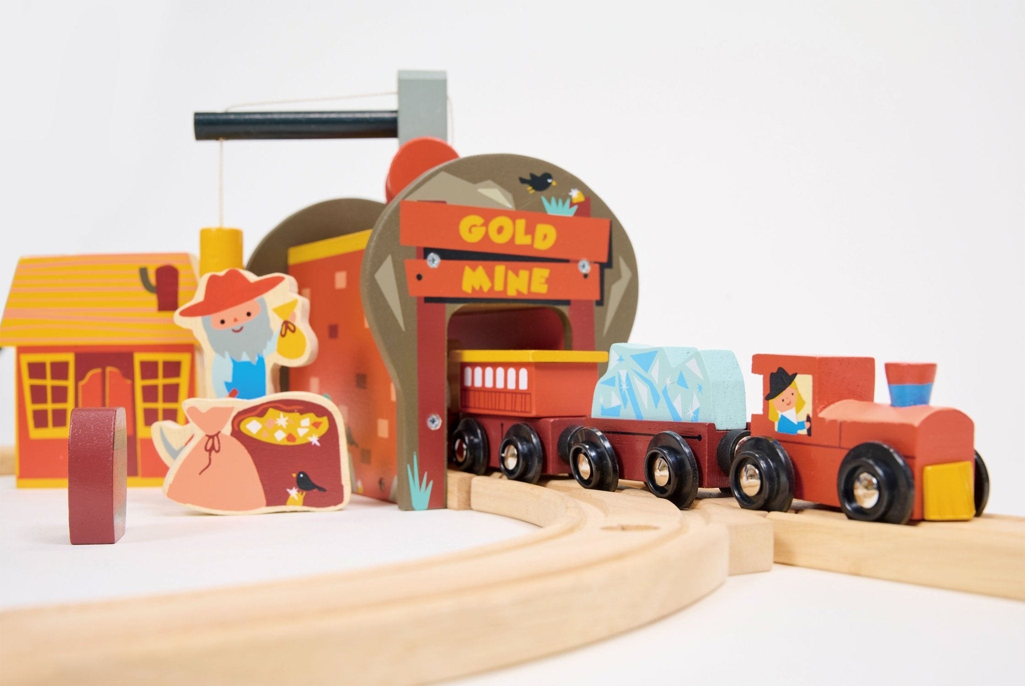 Gold Mine Train Set - Mentari - Sustainable Wooden Toys Made in Indonesia - Eco-Friendly Play