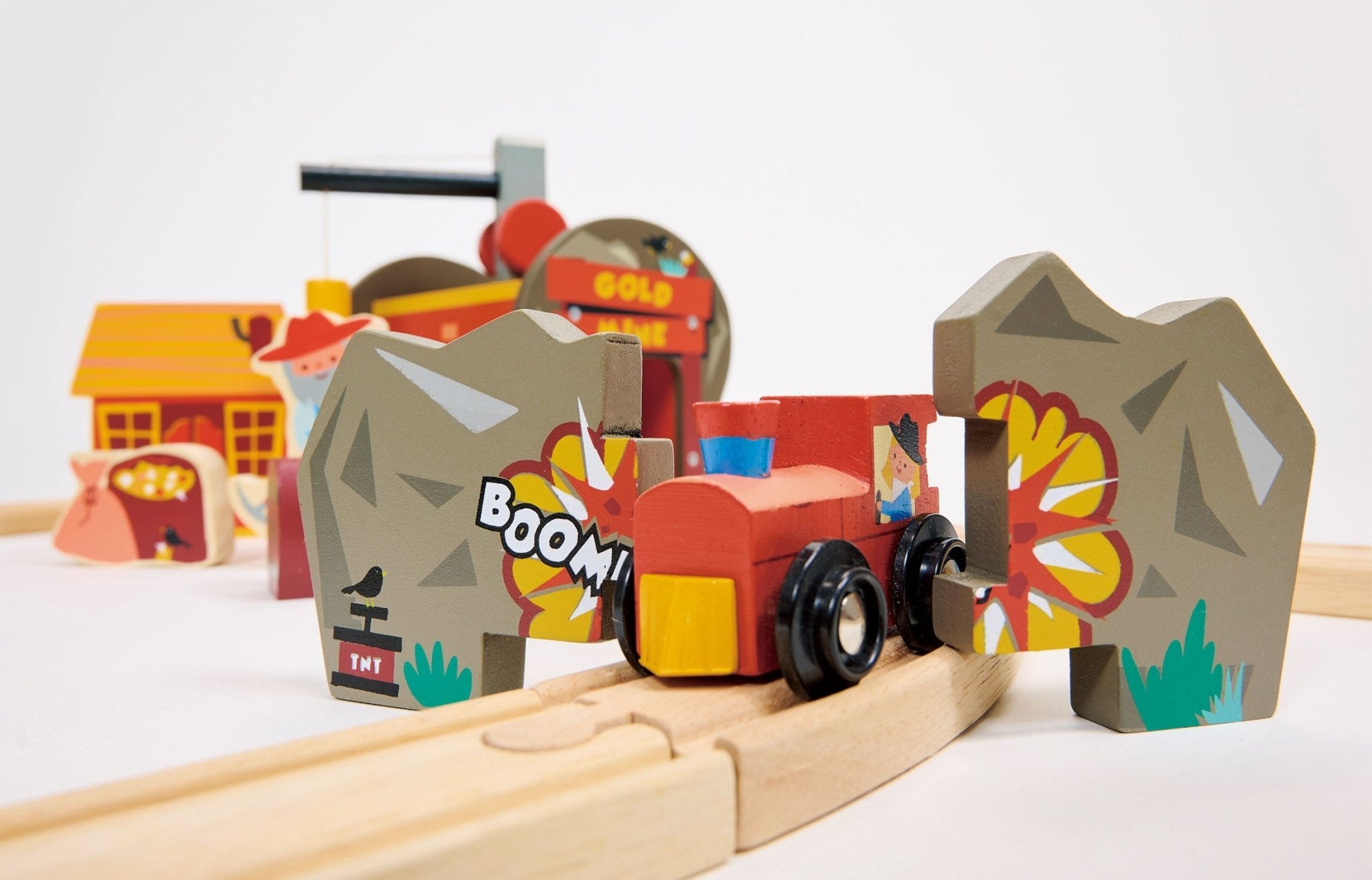 Gold Mine Train Set - Mentari - Sustainable Wooden Toys Made in Indonesia - Eco-Friendly Play