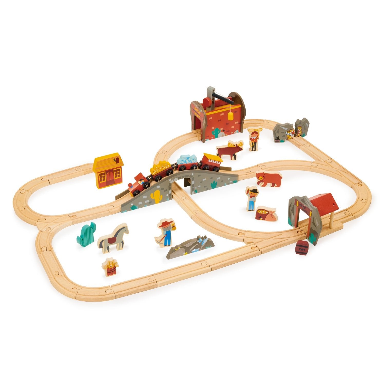 Gold Mine Train Set - Mentari - Sustainable Wooden Toys Made in Indonesia - Eco-Friendly Play