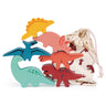 Happy Stacking Dinosaurs - Mentari - Sustainable Wooden Toys Made in Indonesia - Eco-Friendly Play