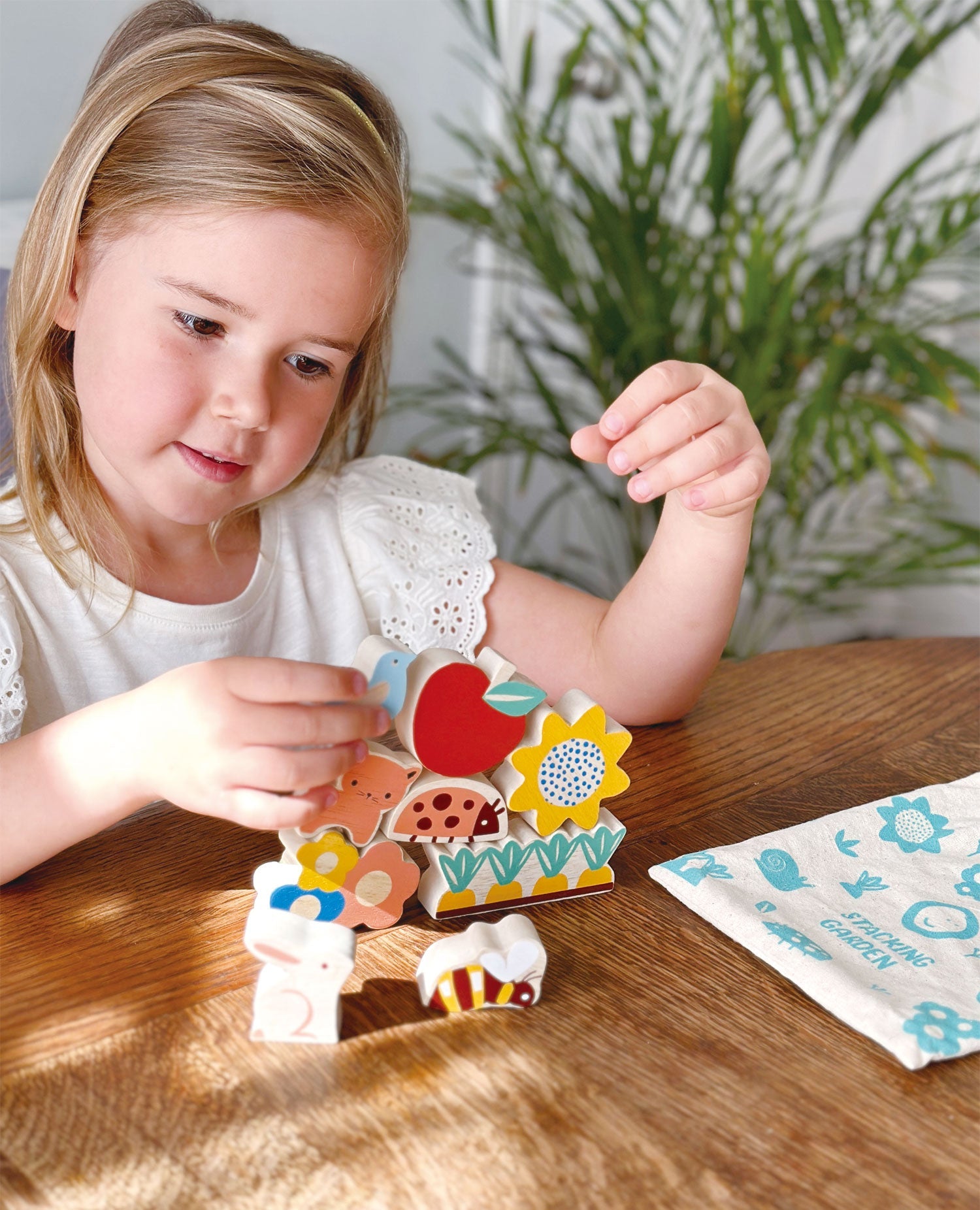 Happy Stacking Garden - Mentari - Sustainable Wooden Toys Made in Indonesia - Eco-Friendly Play