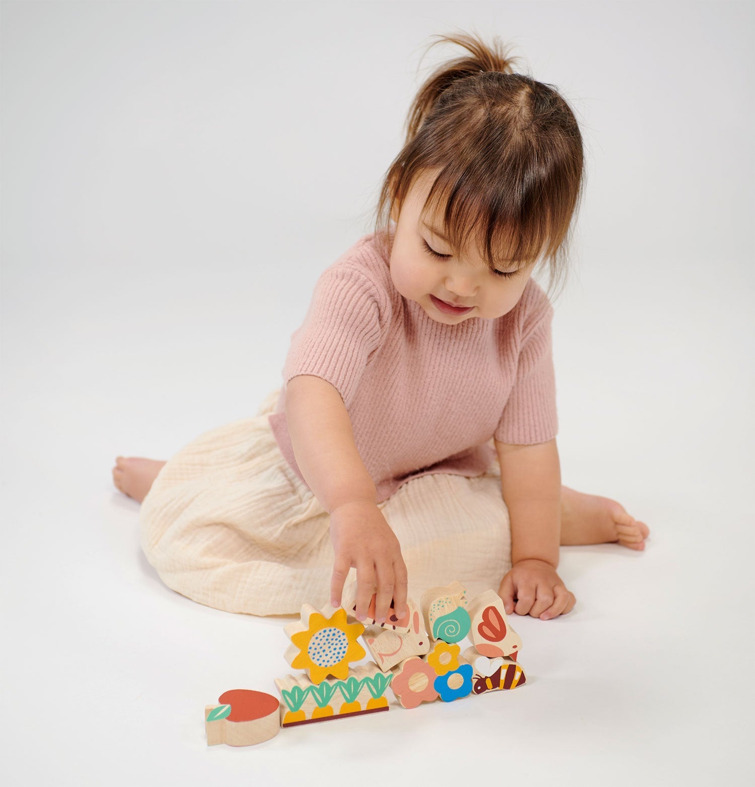 Happy Stacking Garden - Mentari - Sustainable Wooden Toys Made in Indonesia - Eco-Friendly Play