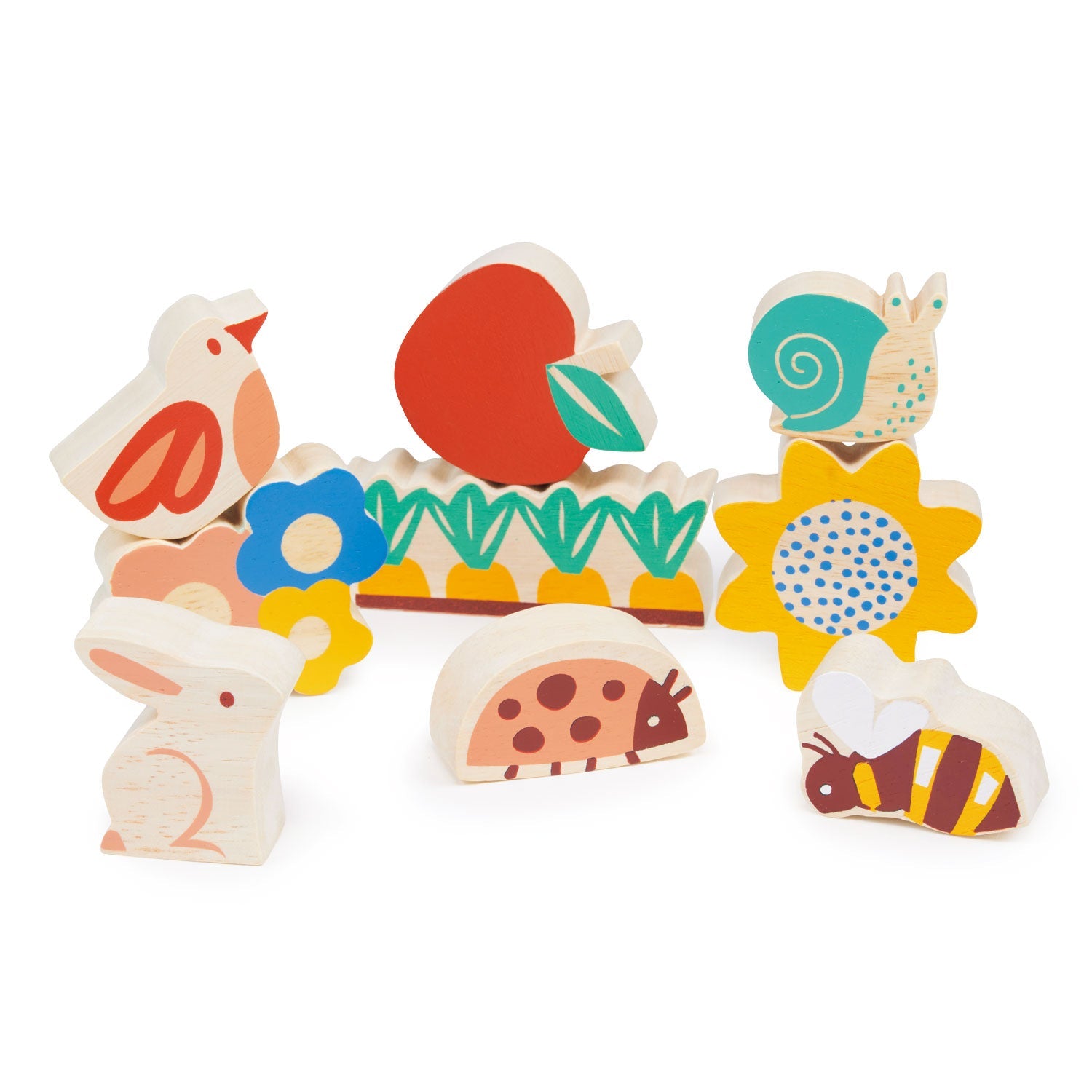 Happy Stacking Garden - Mentari - Sustainable Wooden Toys Made in Indonesia - Eco-Friendly Play