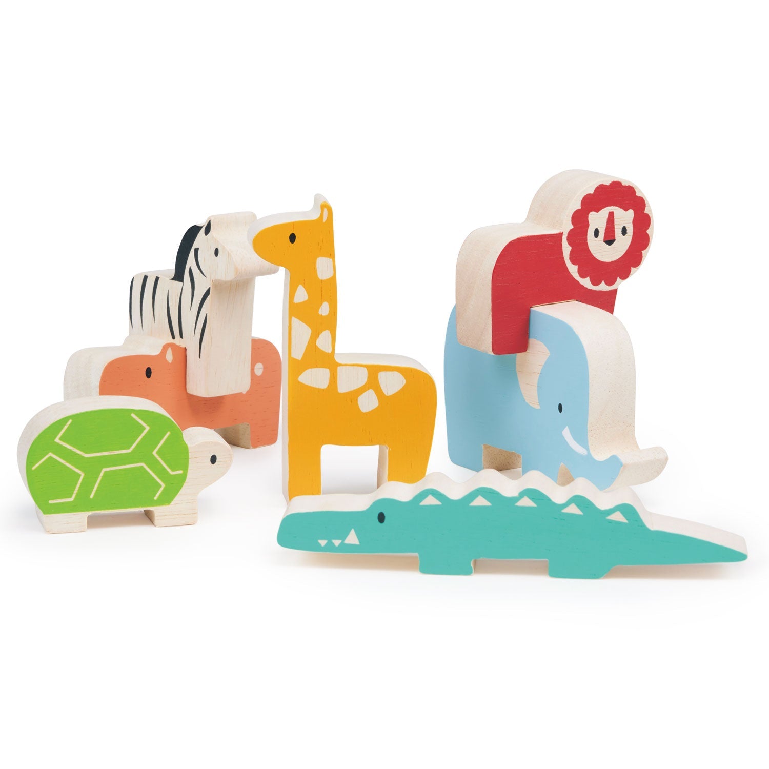 Happy Stacking Safari - Mentari - Sustainable Wooden Toys Made in Indonesia - Eco-Friendly Play