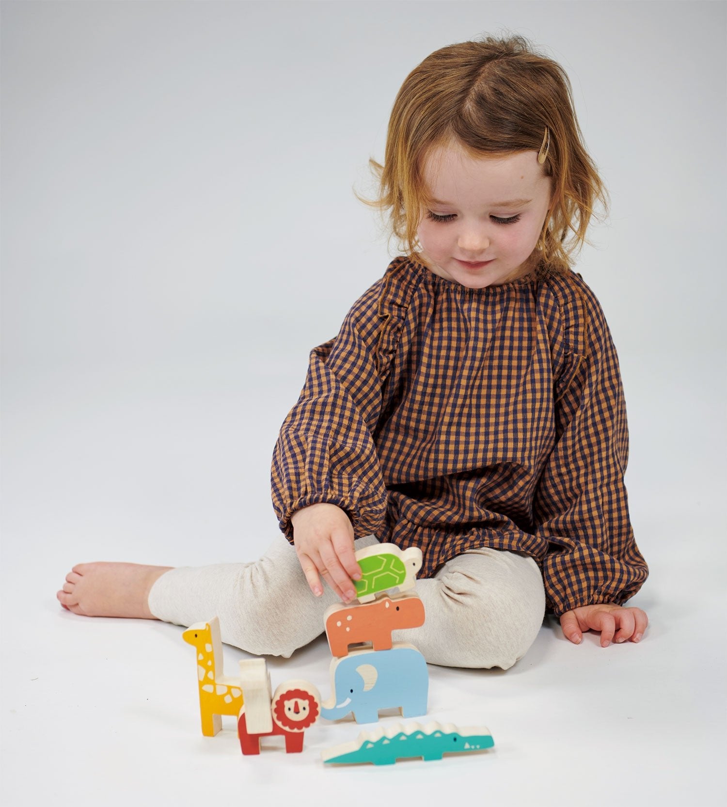 Happy Stacking Safari - Mentari - Sustainable Wooden Toys Made in Indonesia - Eco-Friendly Play