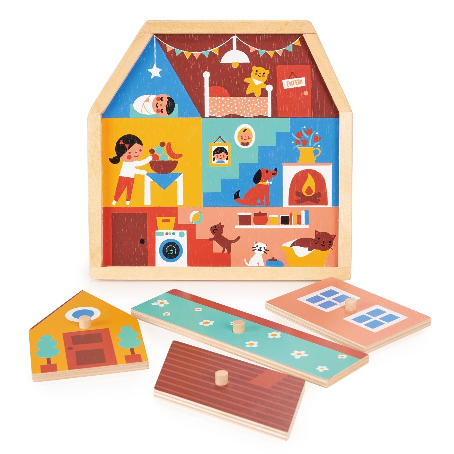 House Puzzle - Mentari - Sustainable Wooden Toys Made in Indonesia - Eco-Friendly Play