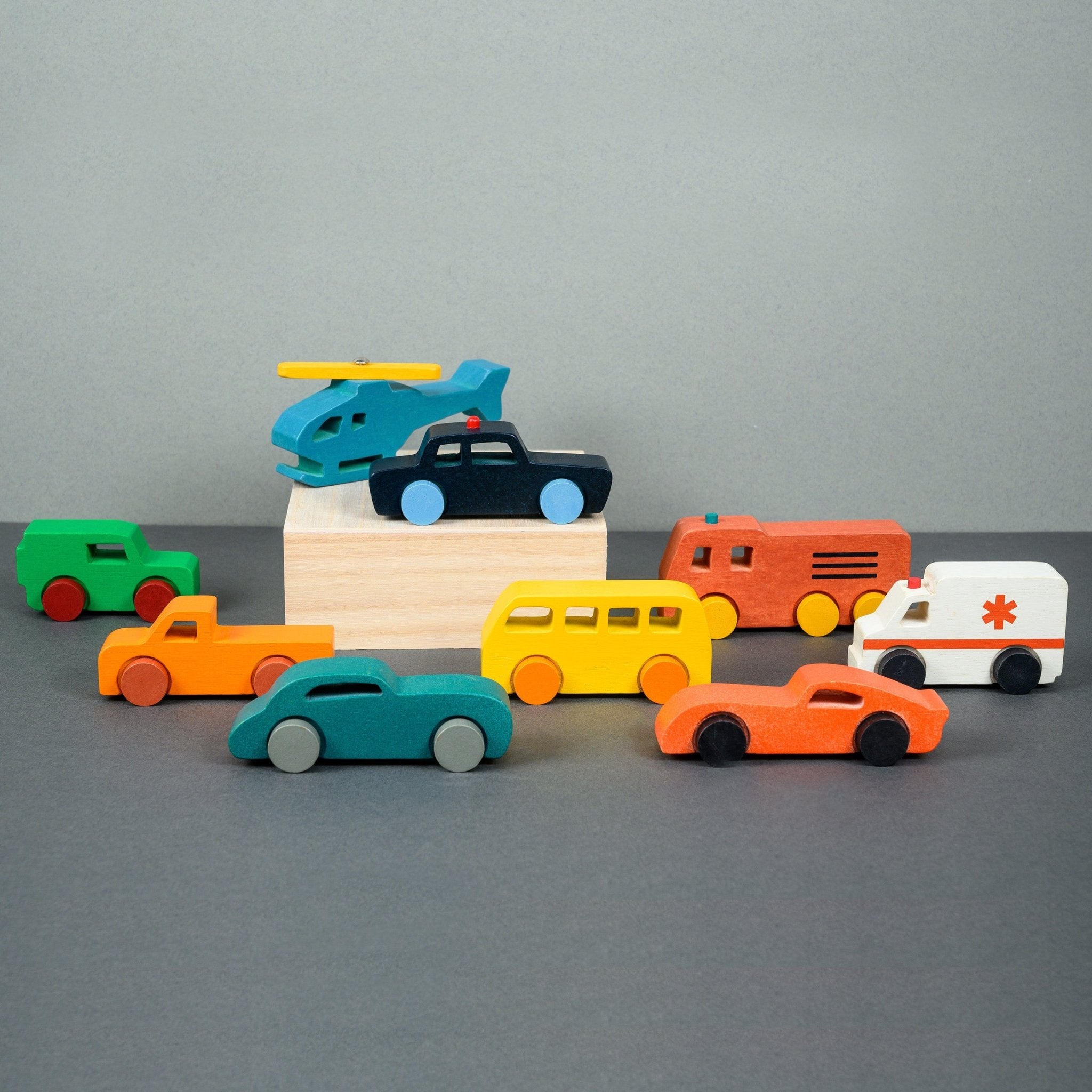 Kaleidoscope Car Collection - Mentari - Sustainable Wooden Toys Made in Indonesia - Eco-Friendly Play