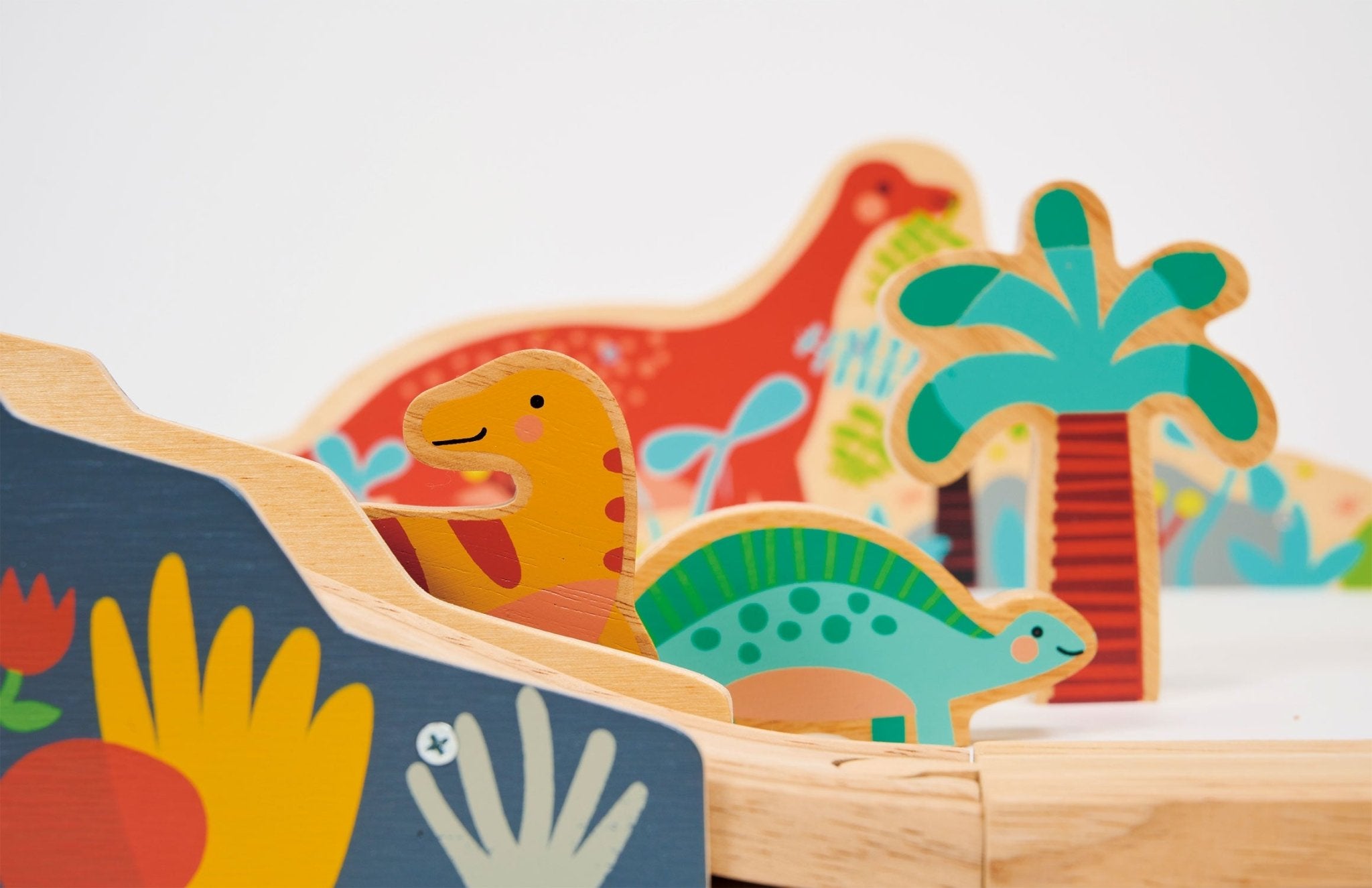 Lost World Dinosaur Railway Set - Mentari - Sustainable Wooden Toys Made in Indonesia - Eco-Friendly Play