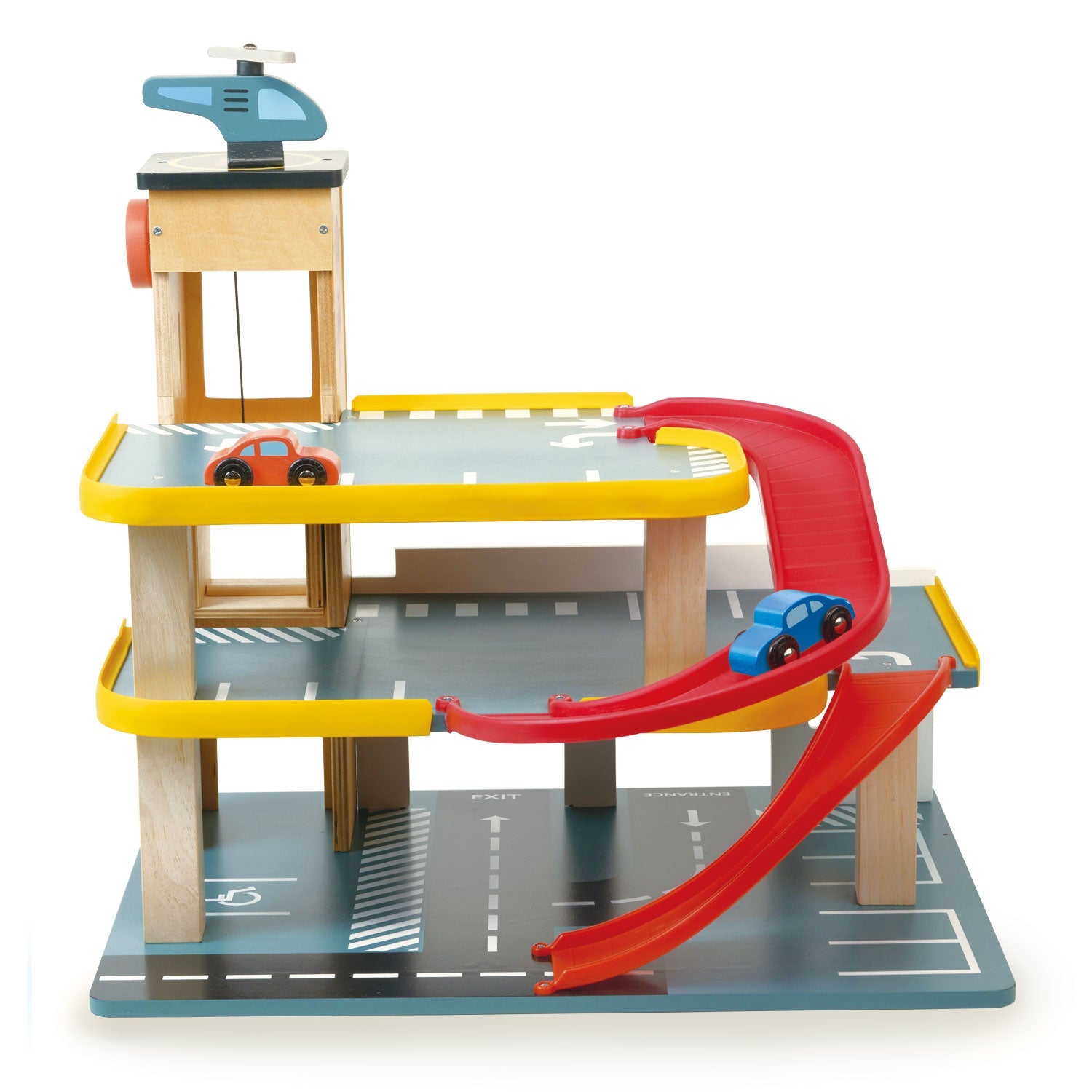 Multi-Level Garage with Lift - Mentari - Sustainable Wooden Toys Made in Indonesia - Eco-Friendly Play