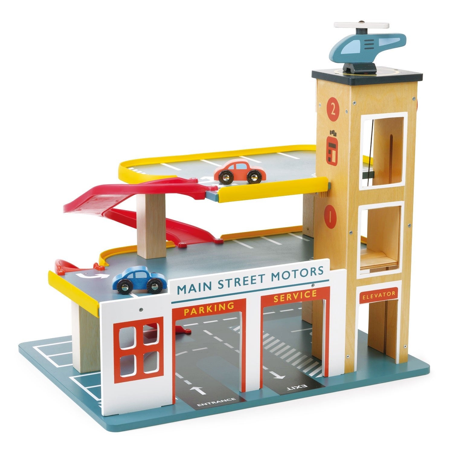 Multi-Level Garage with Lift - Mentari - Sustainable Wooden Toys Made in Indonesia - Eco-Friendly Play