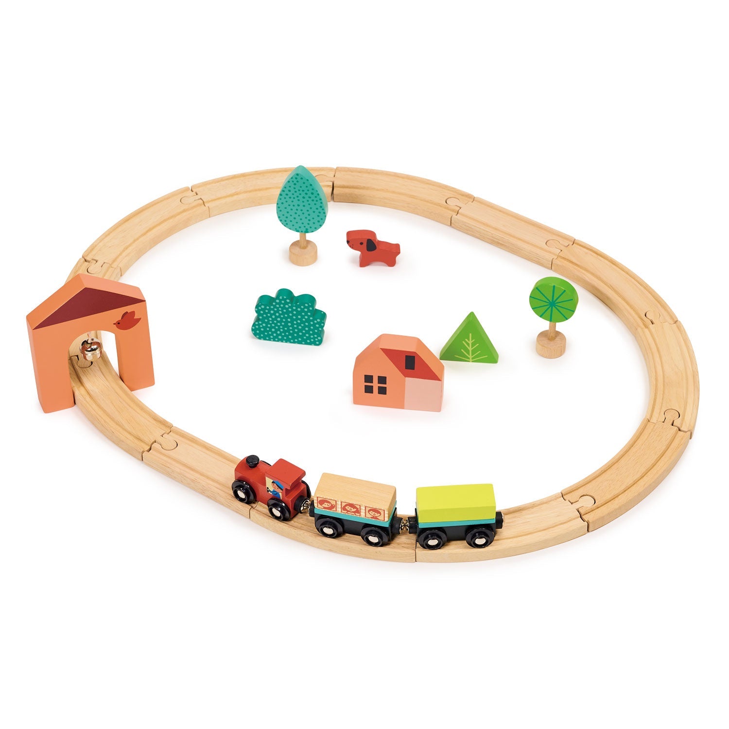 My First Train Set - Mentari - Sustainable Wooden Toys Made in Indonesia - Eco-Friendly Play