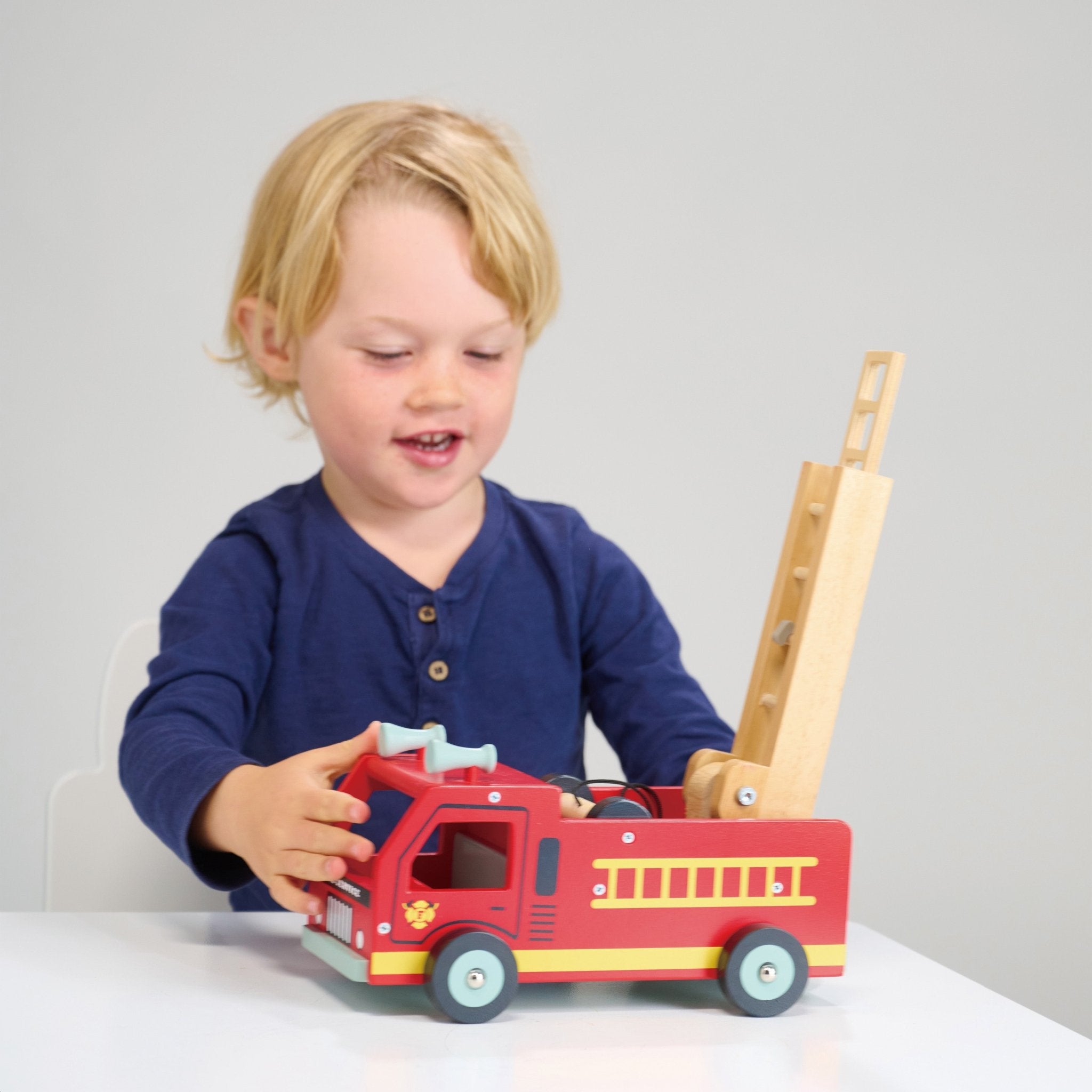 Red Fire Engine - Mentari - Sustainable Wooden Toys Made in Indonesia - Eco-Friendly Play