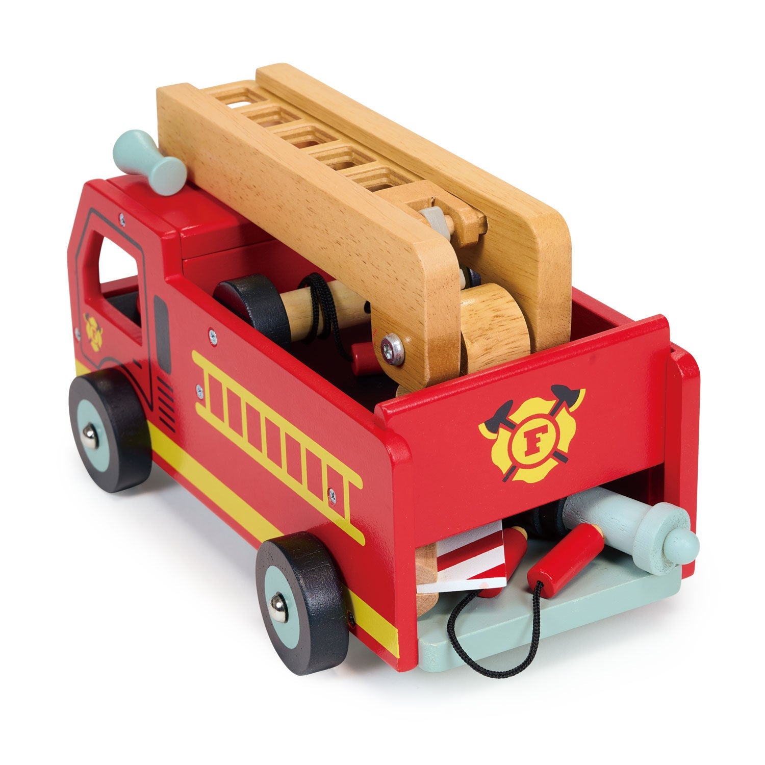 Red Fire Engine - Mentari - Sustainable Wooden Toys Made in Indonesia - Eco-Friendly Play