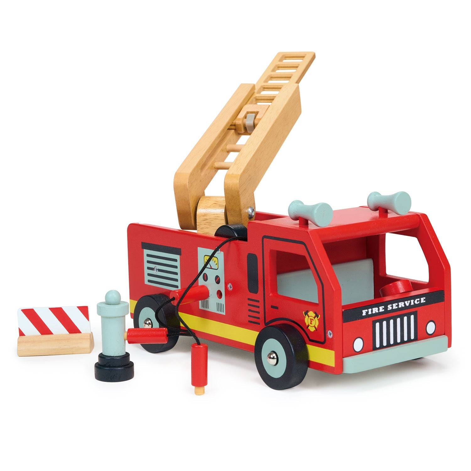 Red Fire Engine - Mentari - Sustainable Wooden Toys Made in Indonesia - Eco-Friendly Play