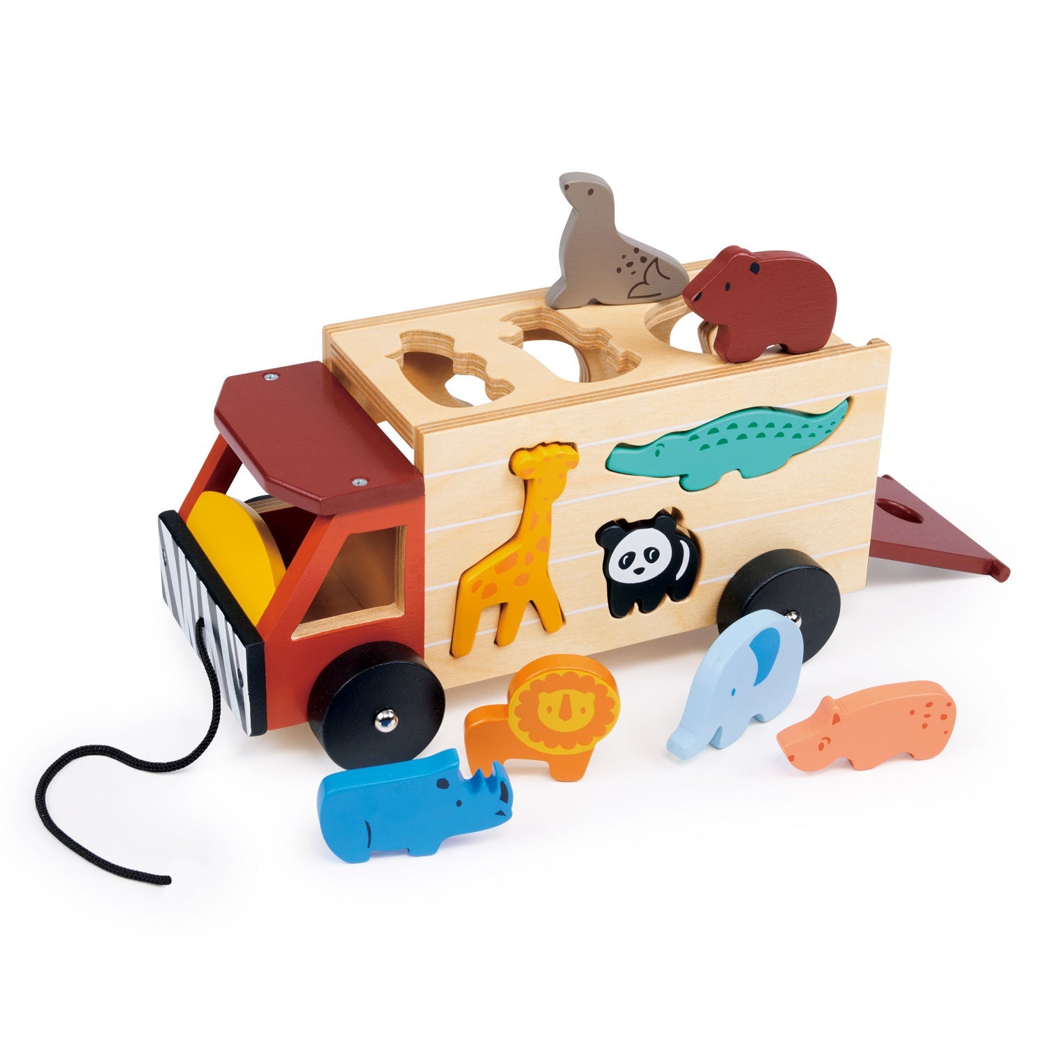 Shape Sorting Safari Truck - Mentari - Sustainable Wooden Toys Made in Indonesia - Eco-Friendly Play