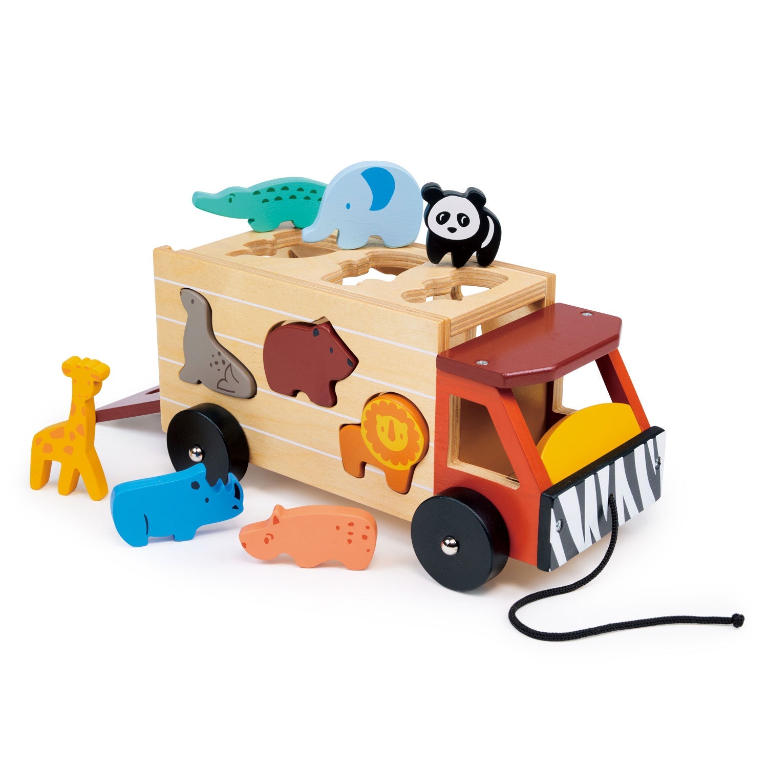 Shape Sorting Safari Truck - Mentari - Sustainable Wooden Toys Made in Indonesia - Eco-Friendly Play