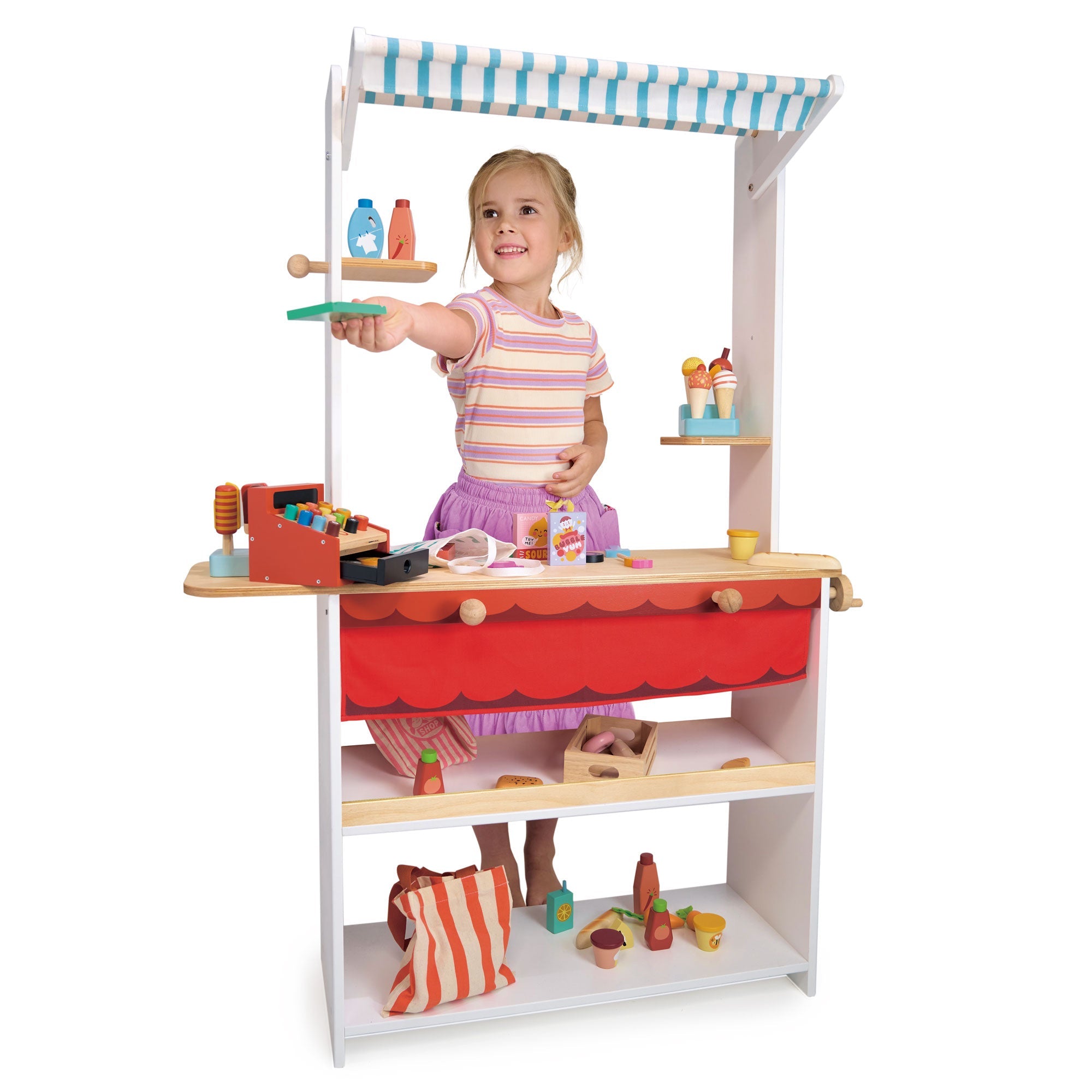 Shop Keeper Stand - Mentari - Sustainable Wooden Toys Made in Indonesia - Eco-Friendly Play