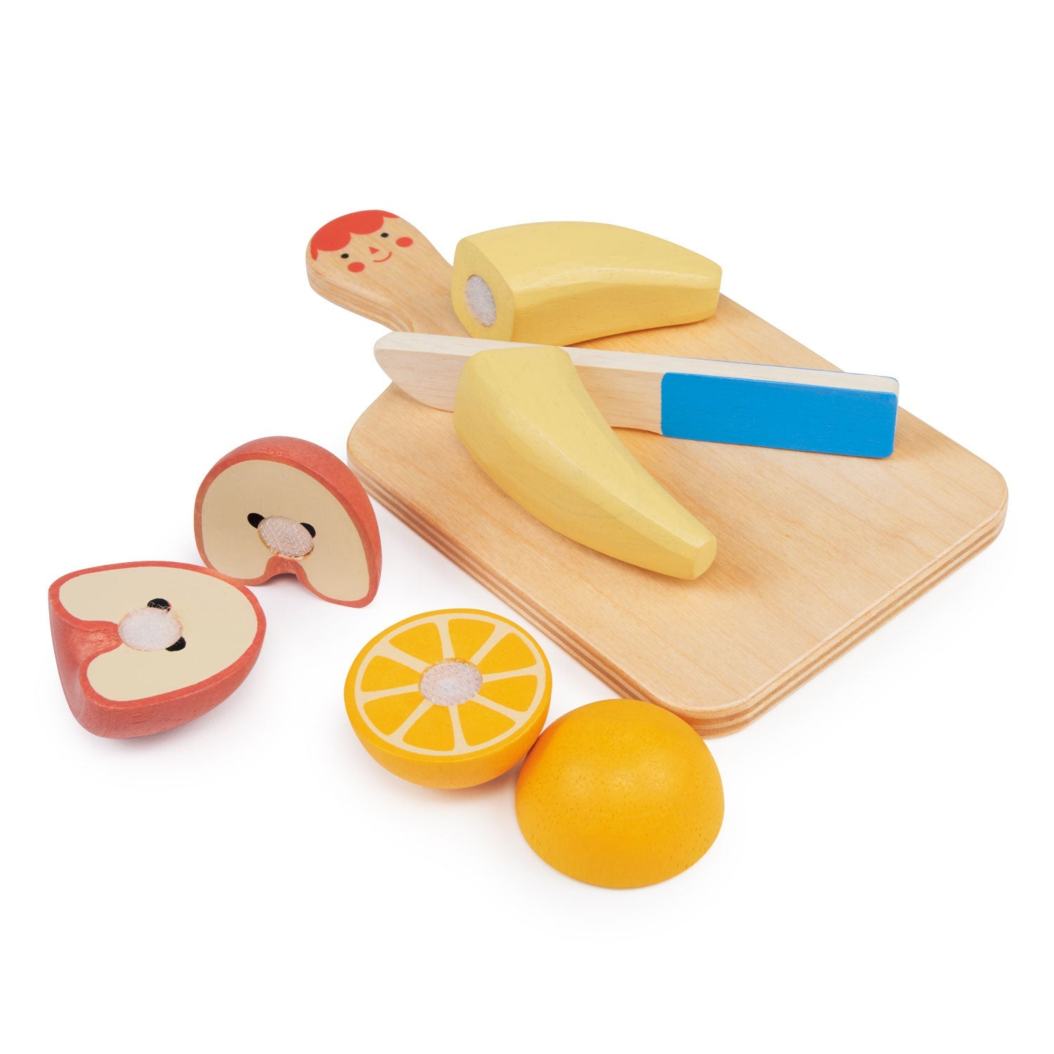 Smiley Fruit Chopping Board - Mentari - Sustainable Wooden Toys Made in Indonesia - Eco-Friendly Play