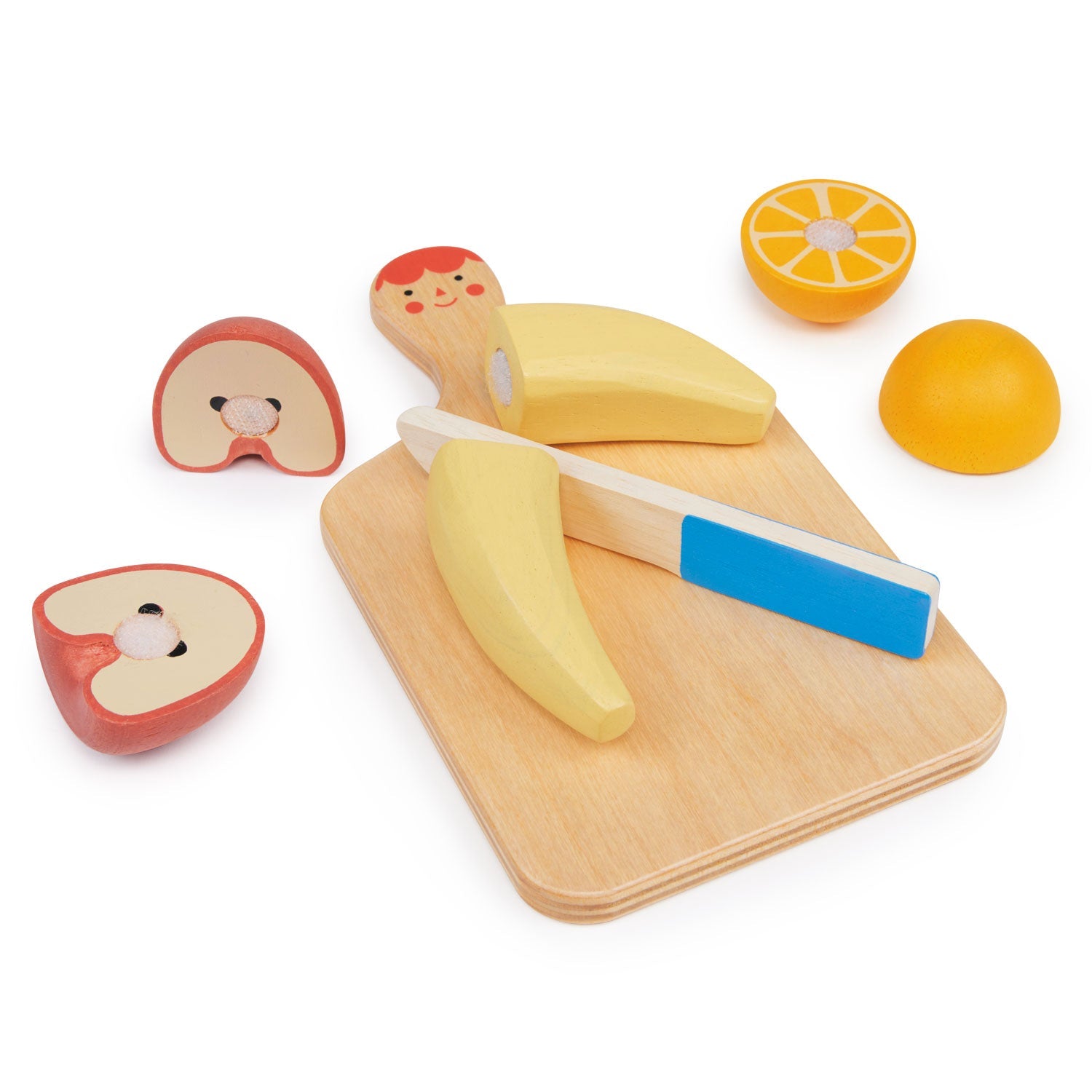 Smiley Fruit Chopping Board - Mentari - Sustainable Wooden Toys Made in Indonesia - Eco-Friendly Play