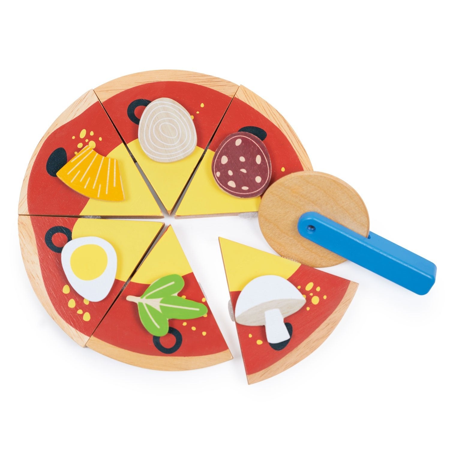 トイガン pizza Wooden Pizza Toy for Kids — Sliceable Play Food | Ment – Mentari