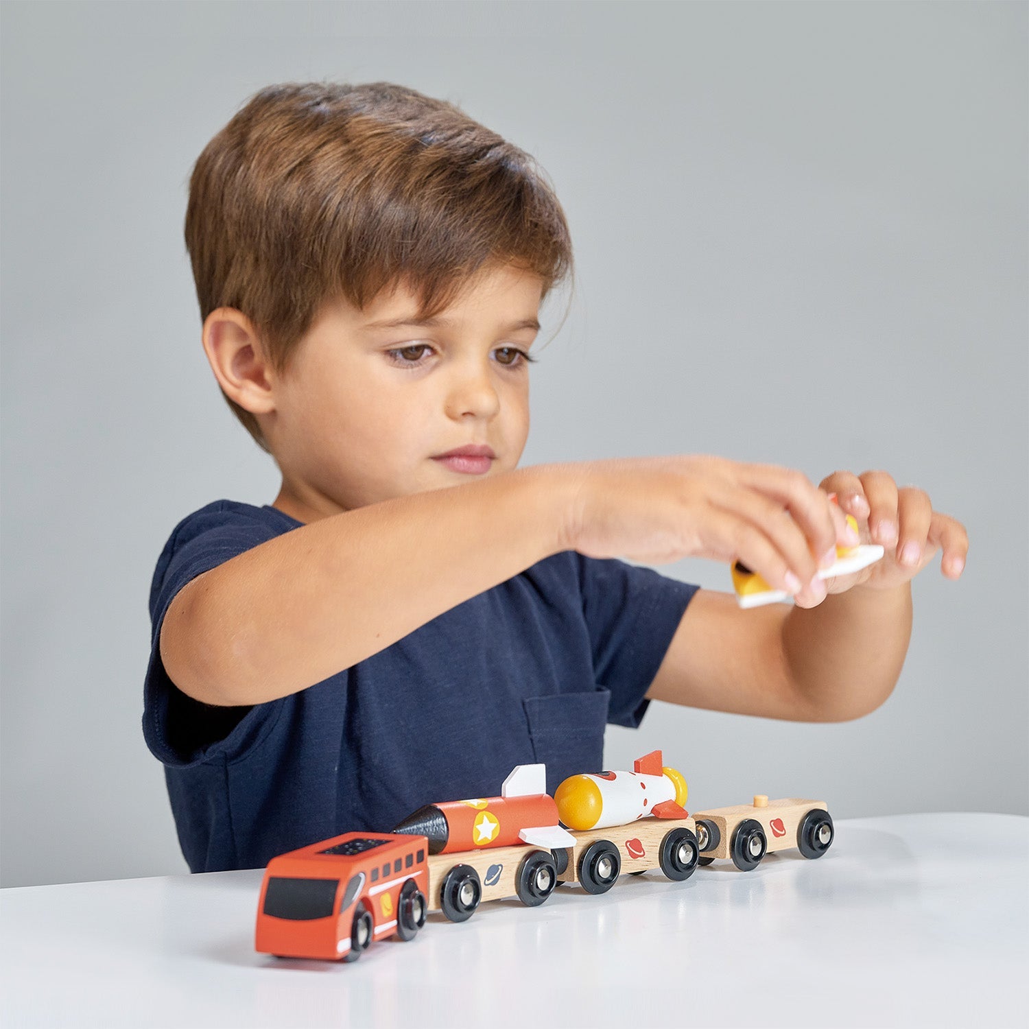 The Space Rocket Train - Mentari - Sustainable Wooden Toys Made in Indonesia - Eco-Friendly Play